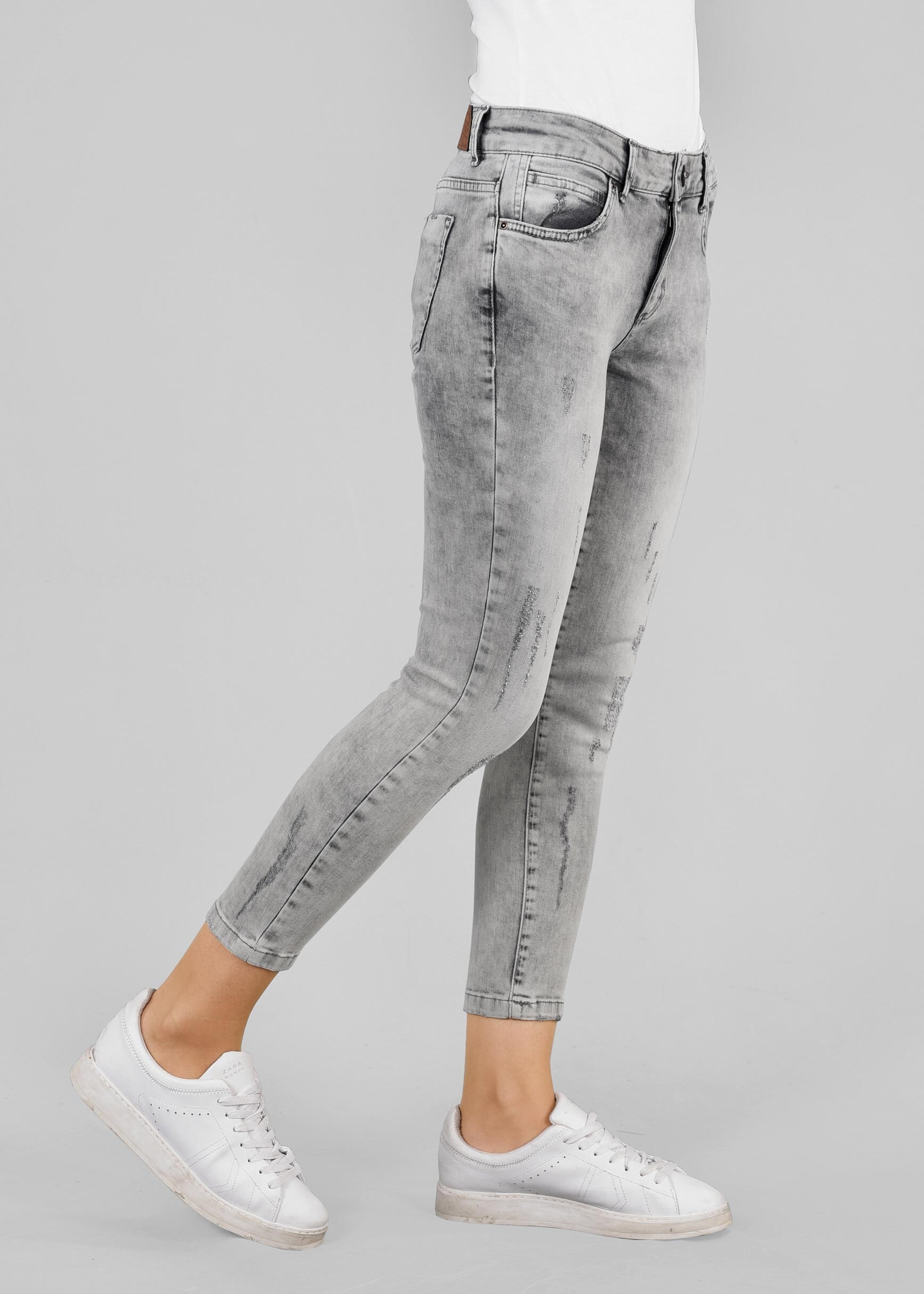 Tesettür giyim GRİ 7184 CORPA DENİM PANTOLON 36/44