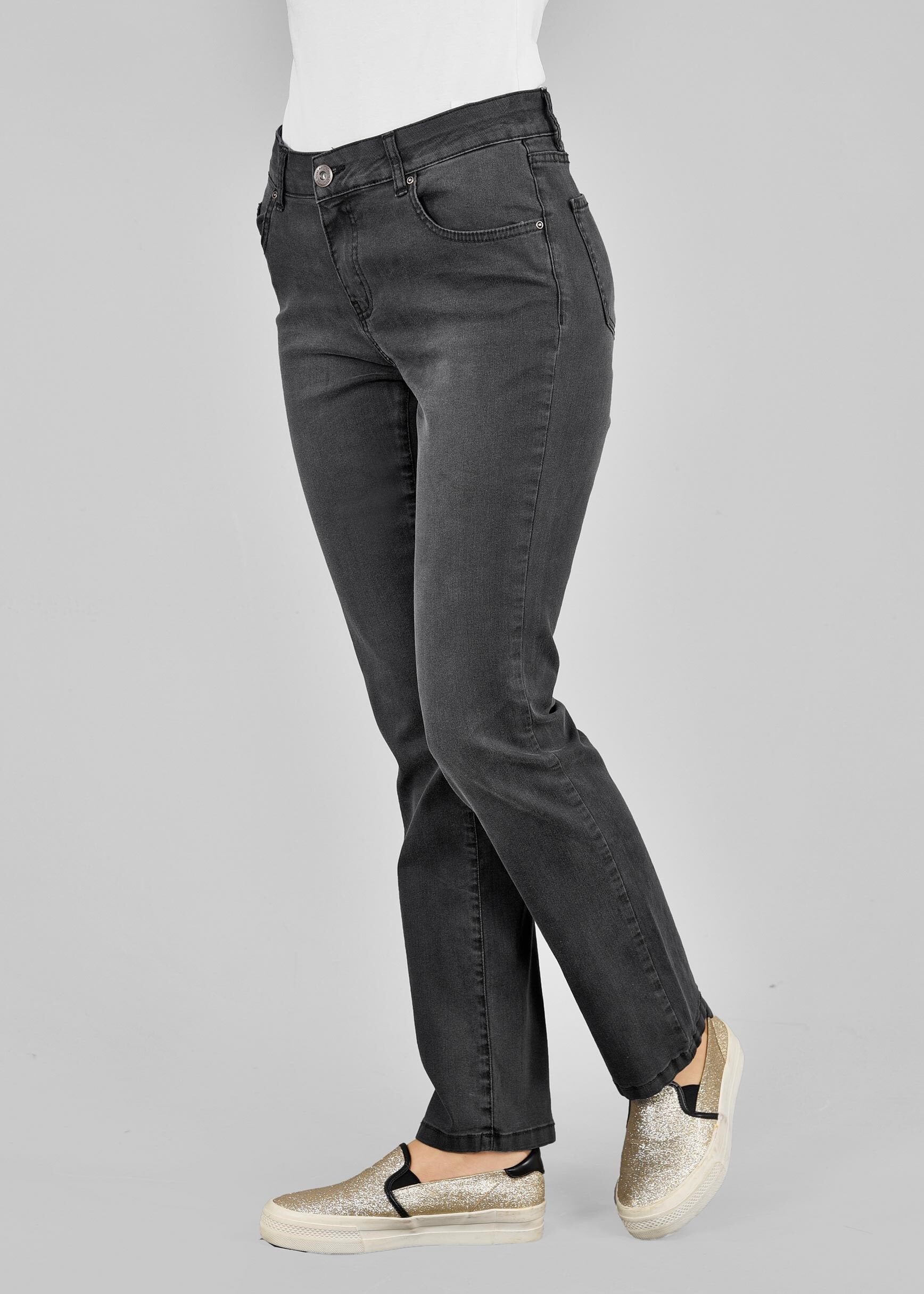 Tesettür giyim GRİ 7195 YOULA DENİM PANTOLON 40/50 TEK42