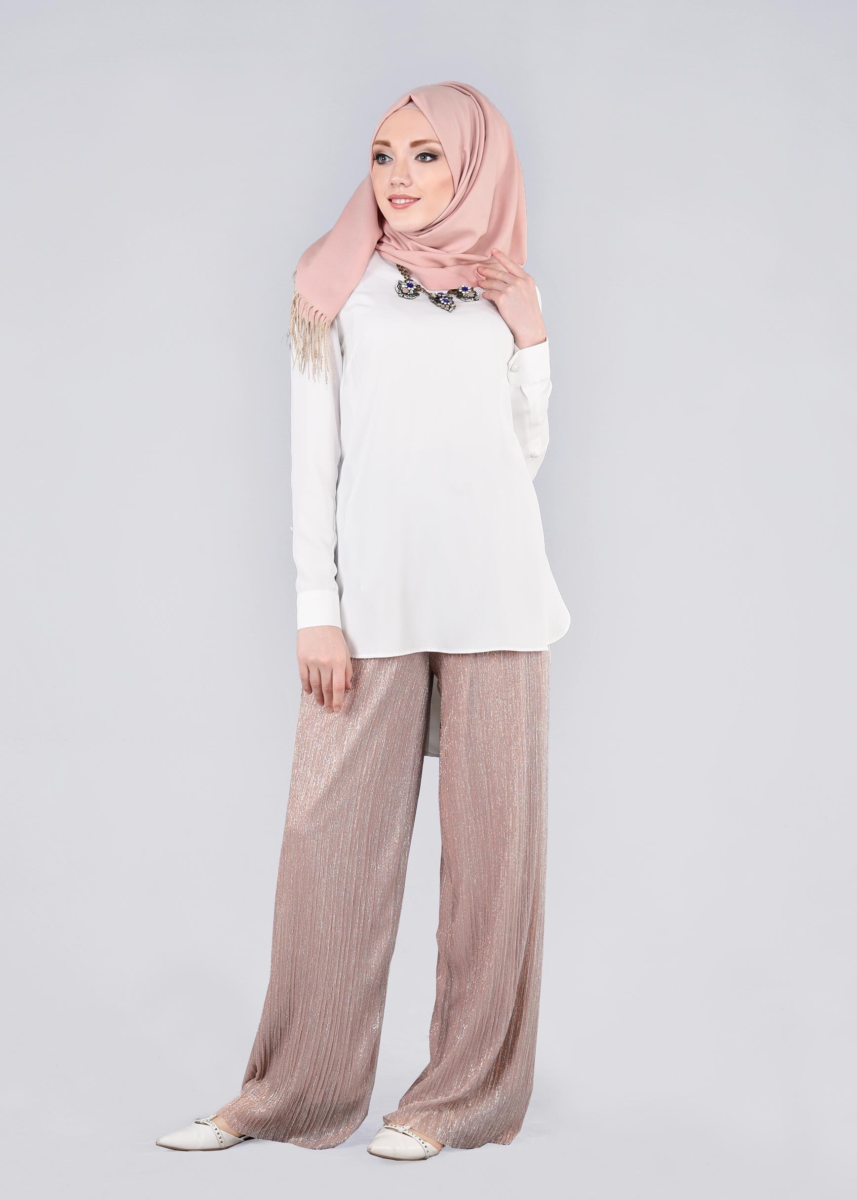 Tesettür giyim PUDRA 7205 NEW CHRİSTİNE PANTOLON 38/46