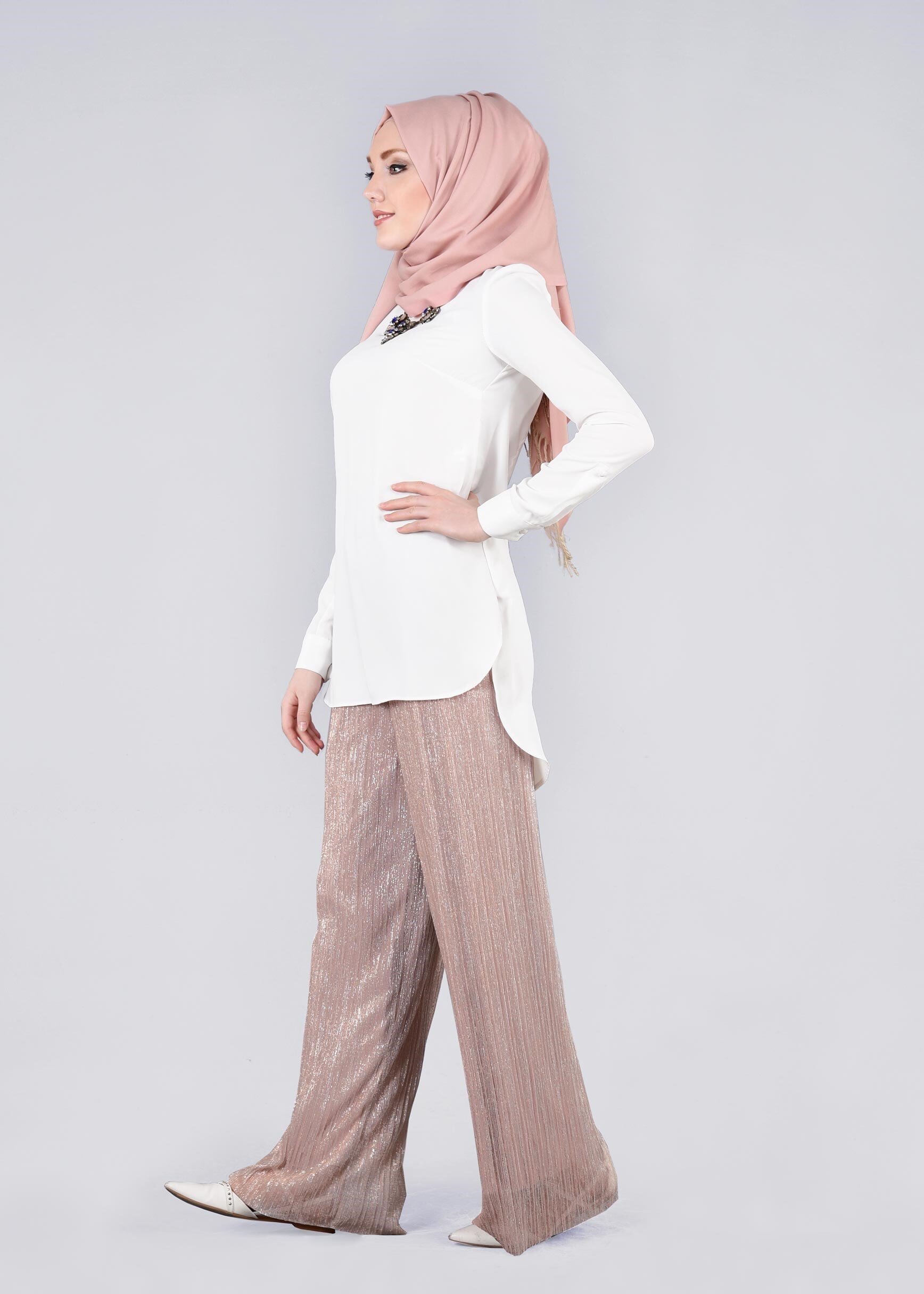 Tesettür giyim PUDRA 7205 NEW CHRİSTİNE PANTOLON 38/46