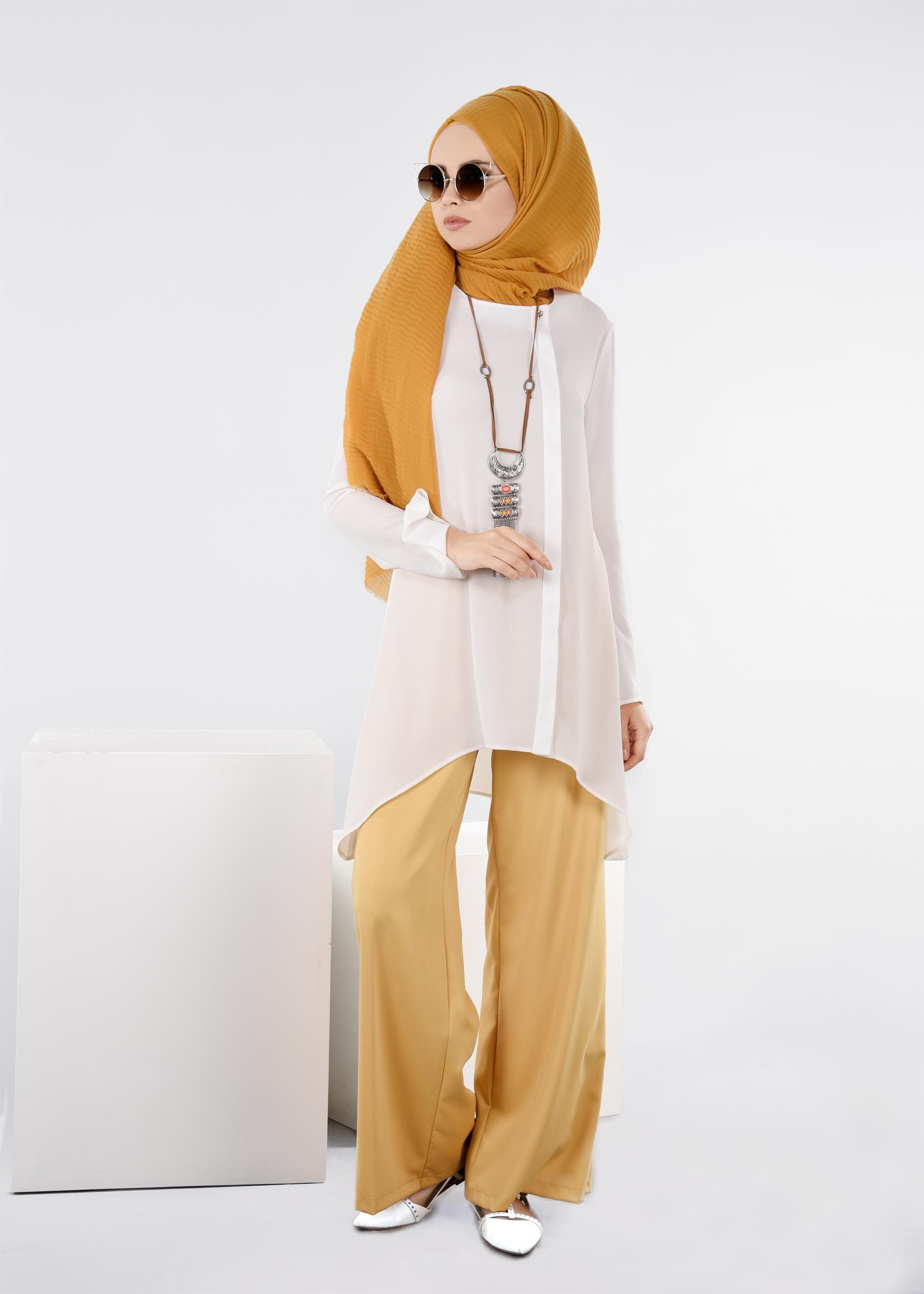 Tesettür giyim SARI 7207 NEW ARTEMİS PANTOLON 38/46 TEK40