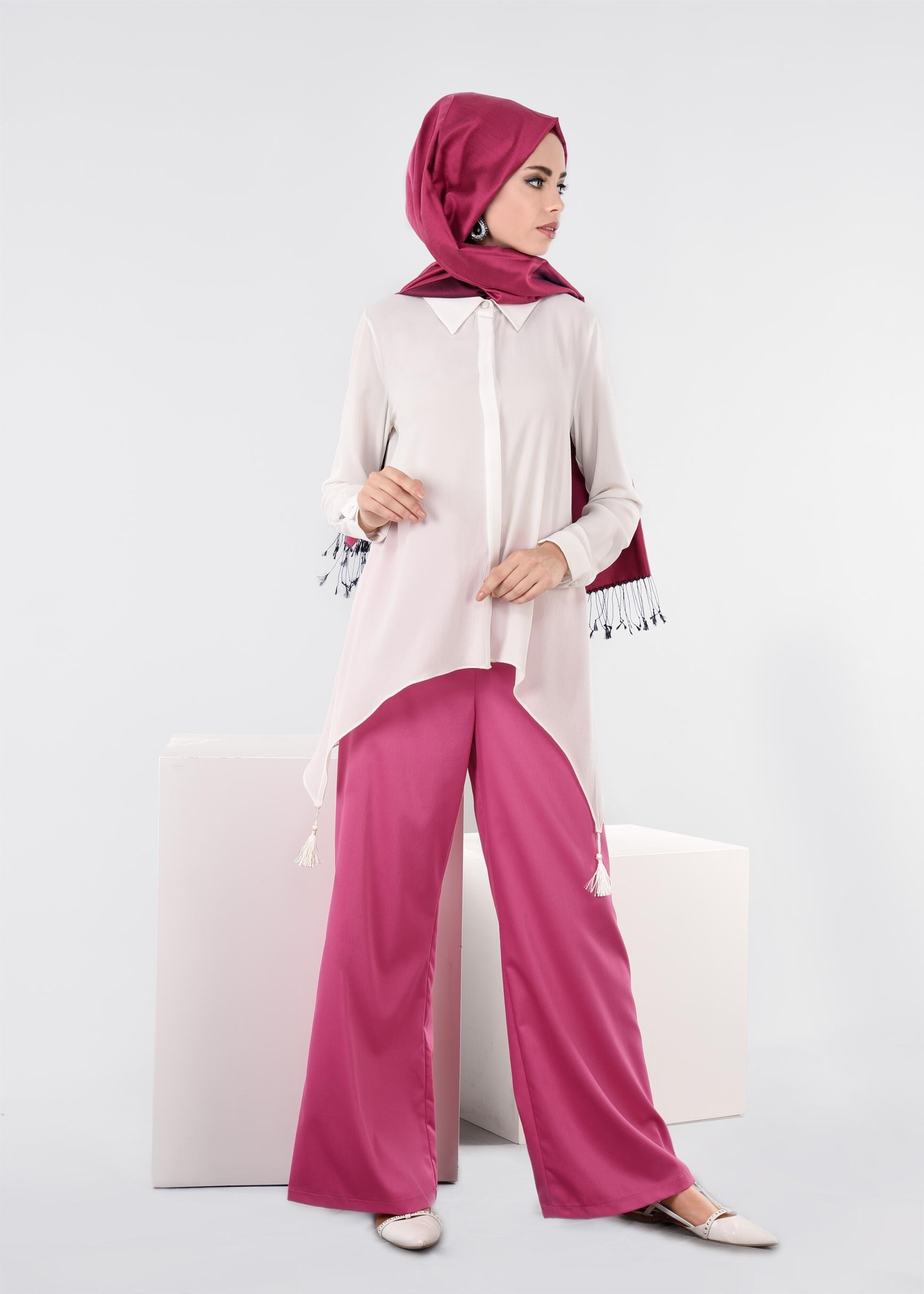 Tesettür giyim FUŞYA 7207 NEW ARTEMİS PANTOLON 38/46 TEK40
