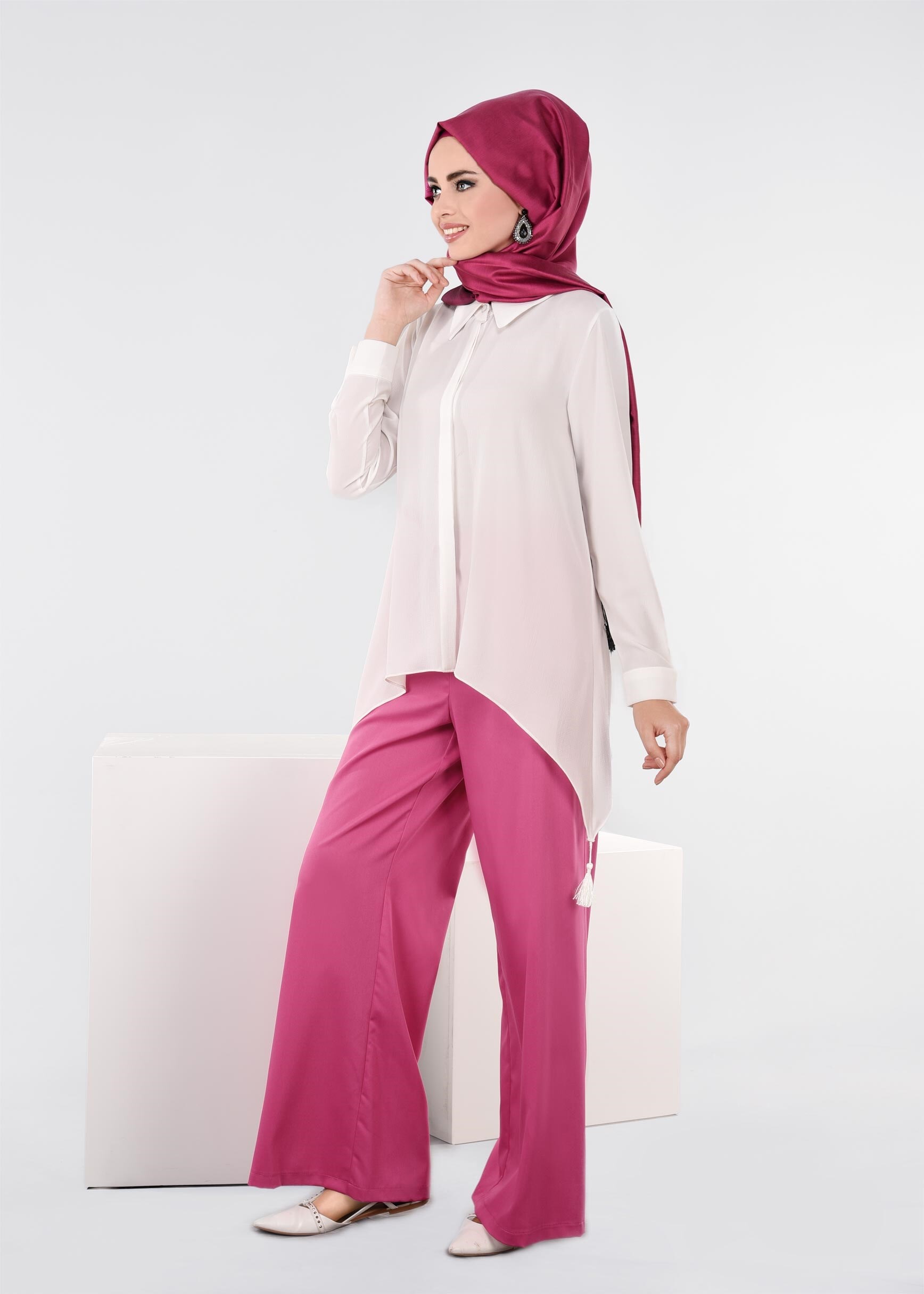 Tesettür giyim FUŞYA 7207 NEW ARTEMİS PANTOLON 38/46 TEK40