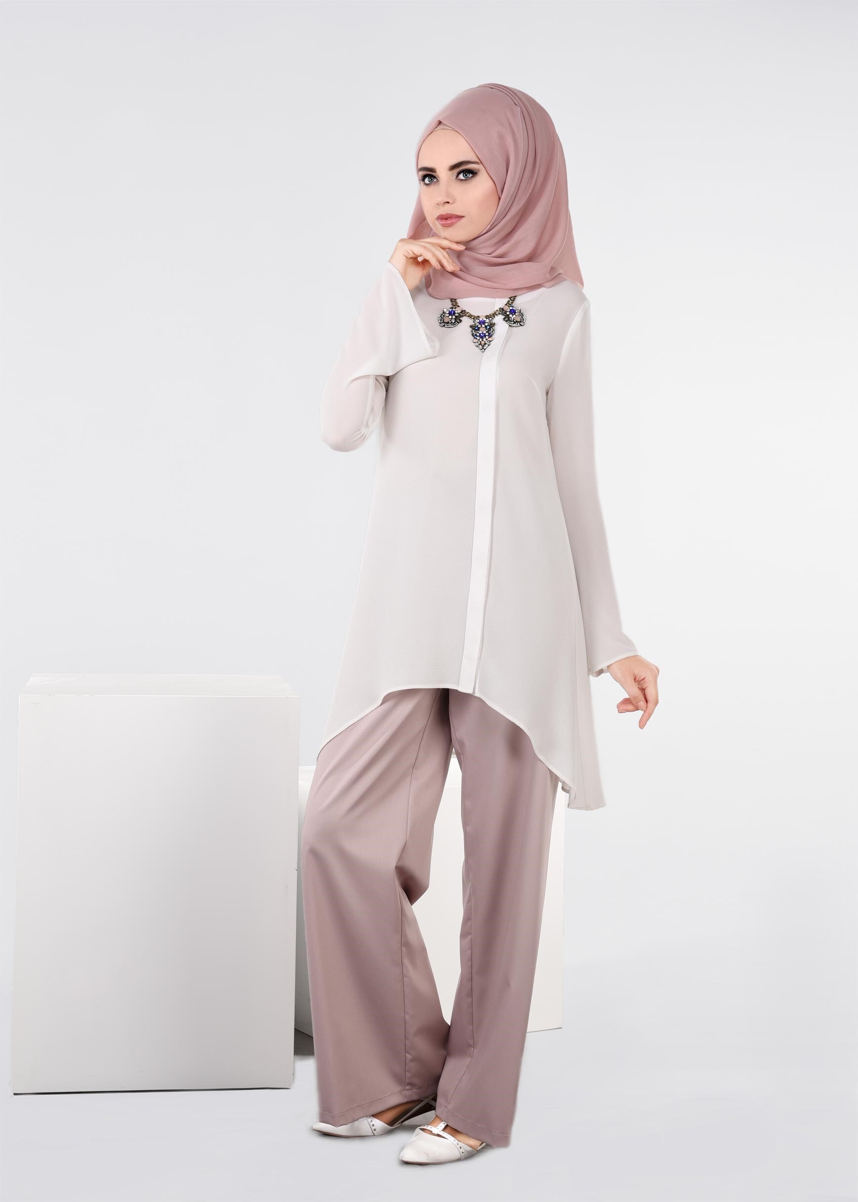 Tesettür giyim PUDRA 7207 NEW ARTEMİS PANTOLON 38/46 TEK40