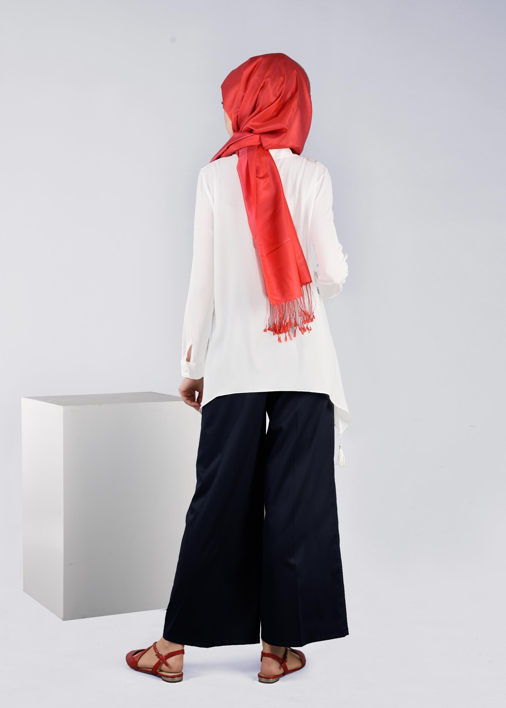 Tesettür giyim LACİVERT BORU PAÇA BİLEKTE KLASİK PANTOLON 7208