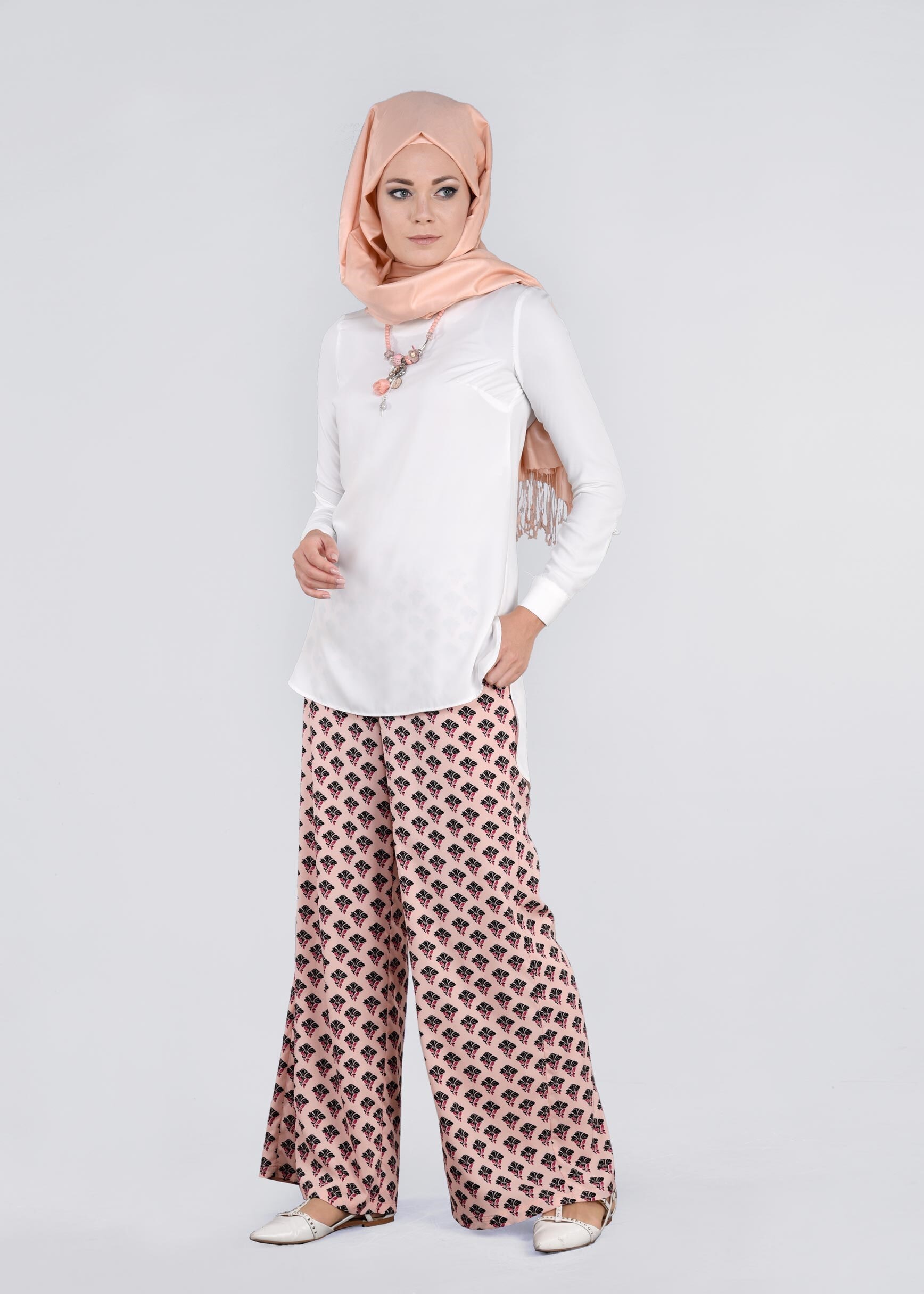 Tesettür giyim PUDRA 7210 EMP.CREP 3740 PANTOLON 38/46 TEK40
