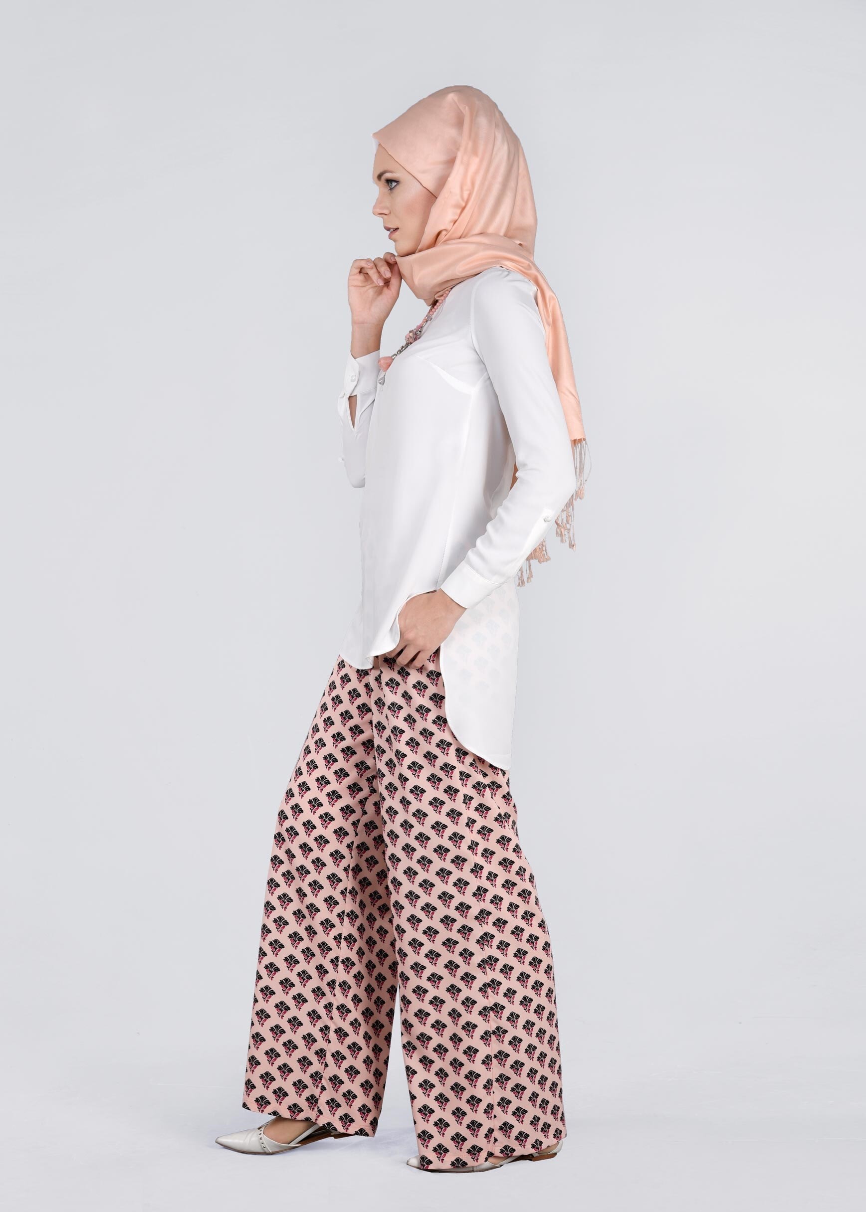 Tesettür giyim PUDRA 7210 EMP.CREP 3740 PANTOLON 38/46 TEK40