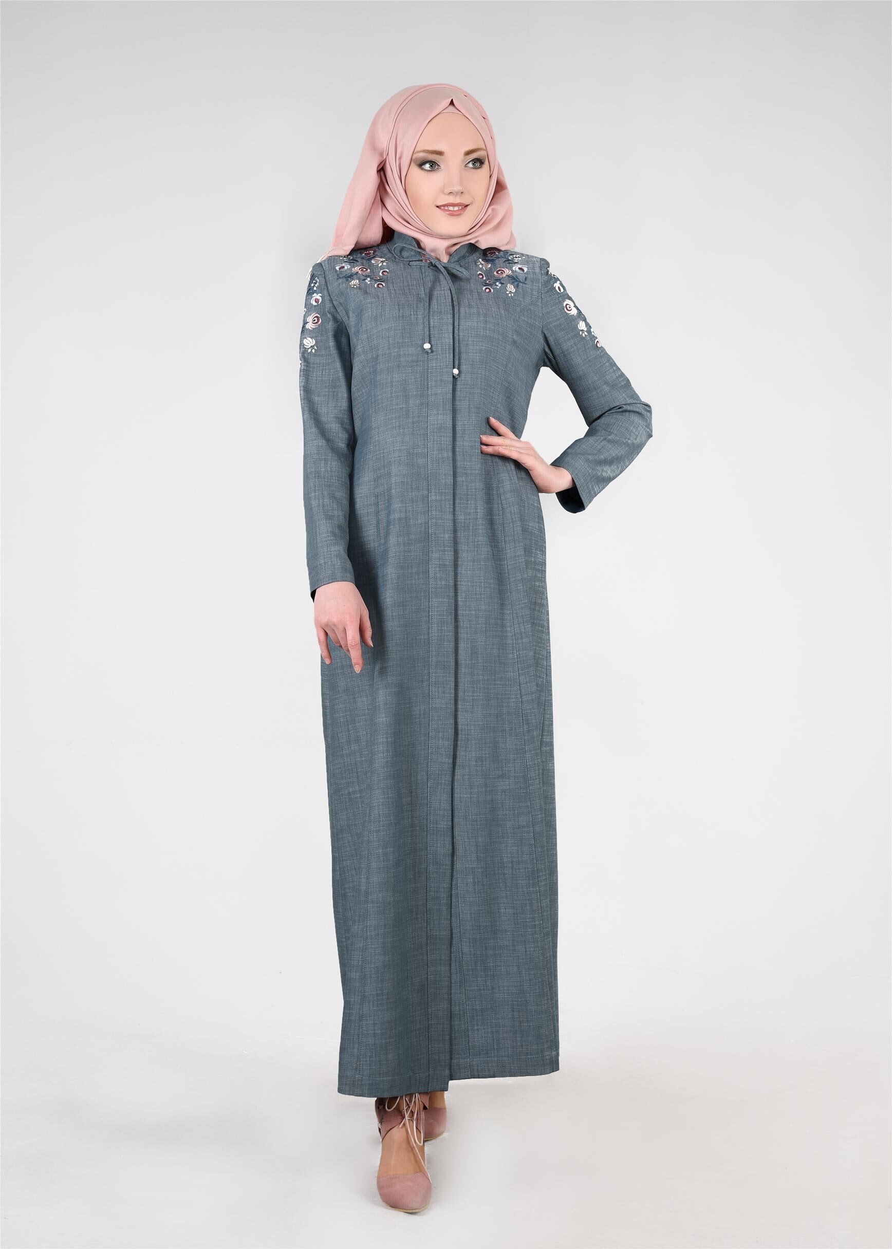 Tesettür giyim LACİVERT 1117 17631 Tesettür Pardesü 40/48 TEK38