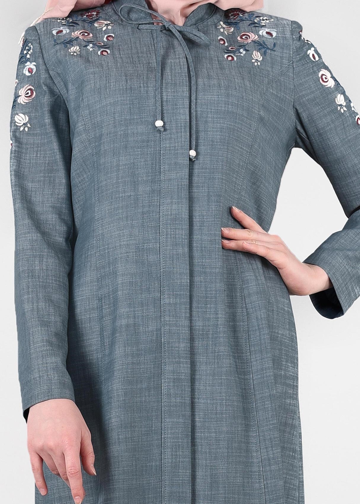 Tesettür giyim LACİVERT 1117 17631 Tesettür Pardesü 40/48 TEK38