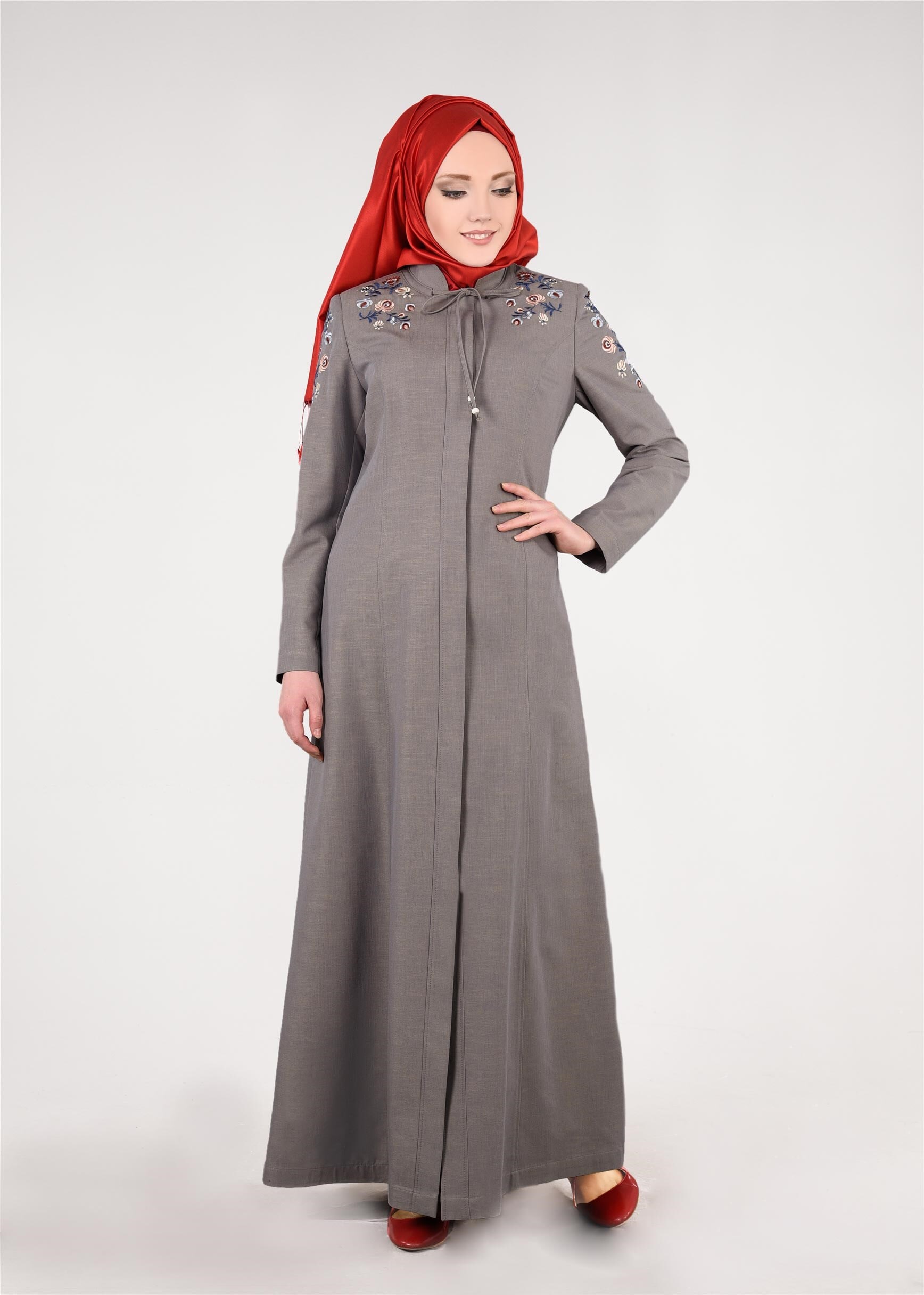 Tesettür giyim BEJ 1117 17631 Tesettür Pardesü 40/48 TEK38