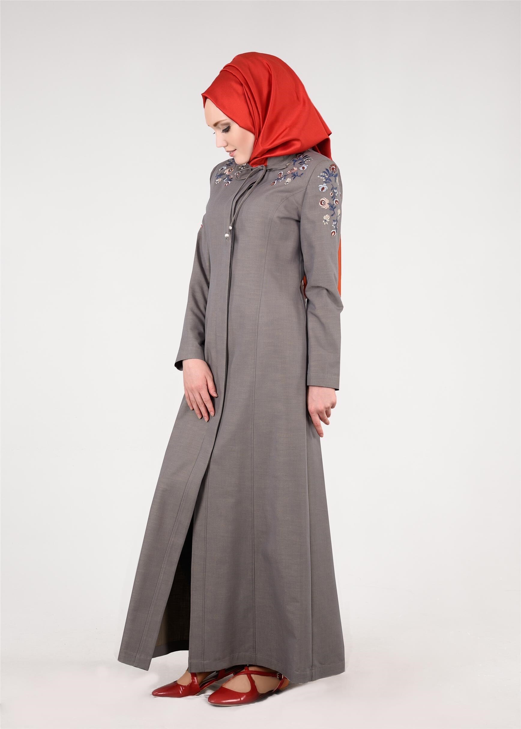 Tesettür giyim BEJ 1117 17631 Tesettür Pardesü 40/48 TEK38