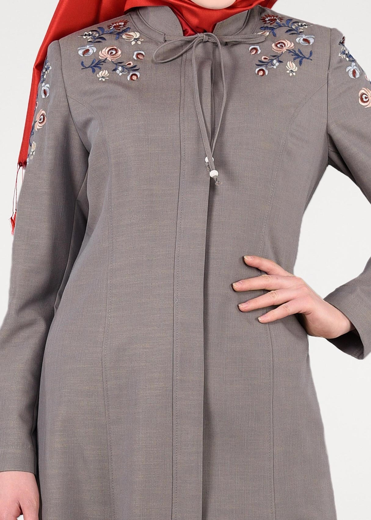 Tesettür giyim BEJ 1117 17631 Tesettür Pardesü 40/48 TEK38