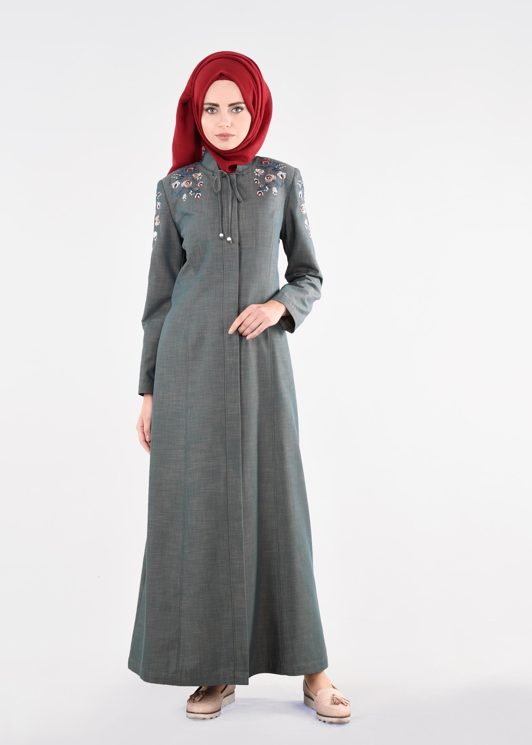 Tesettür giyim MAVİ 1117 17631 Tesettür Pardesü 40/48 TEK38