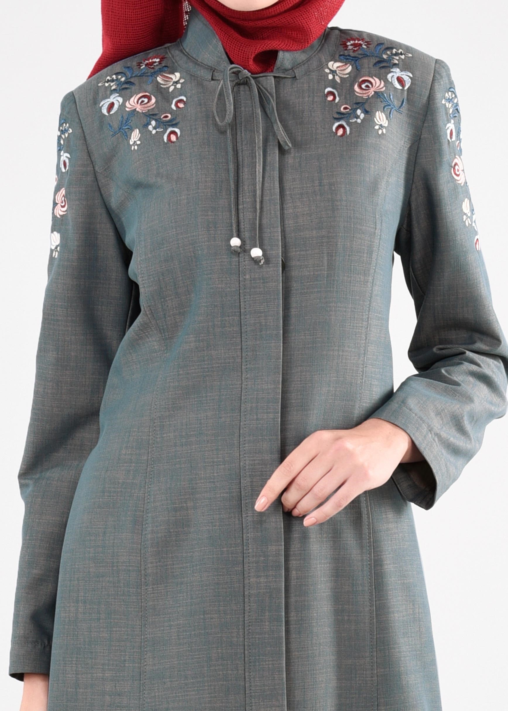 Tesettür giyim MAVİ 1117 17631 Tesettür Pardesü 40/48 TEK38