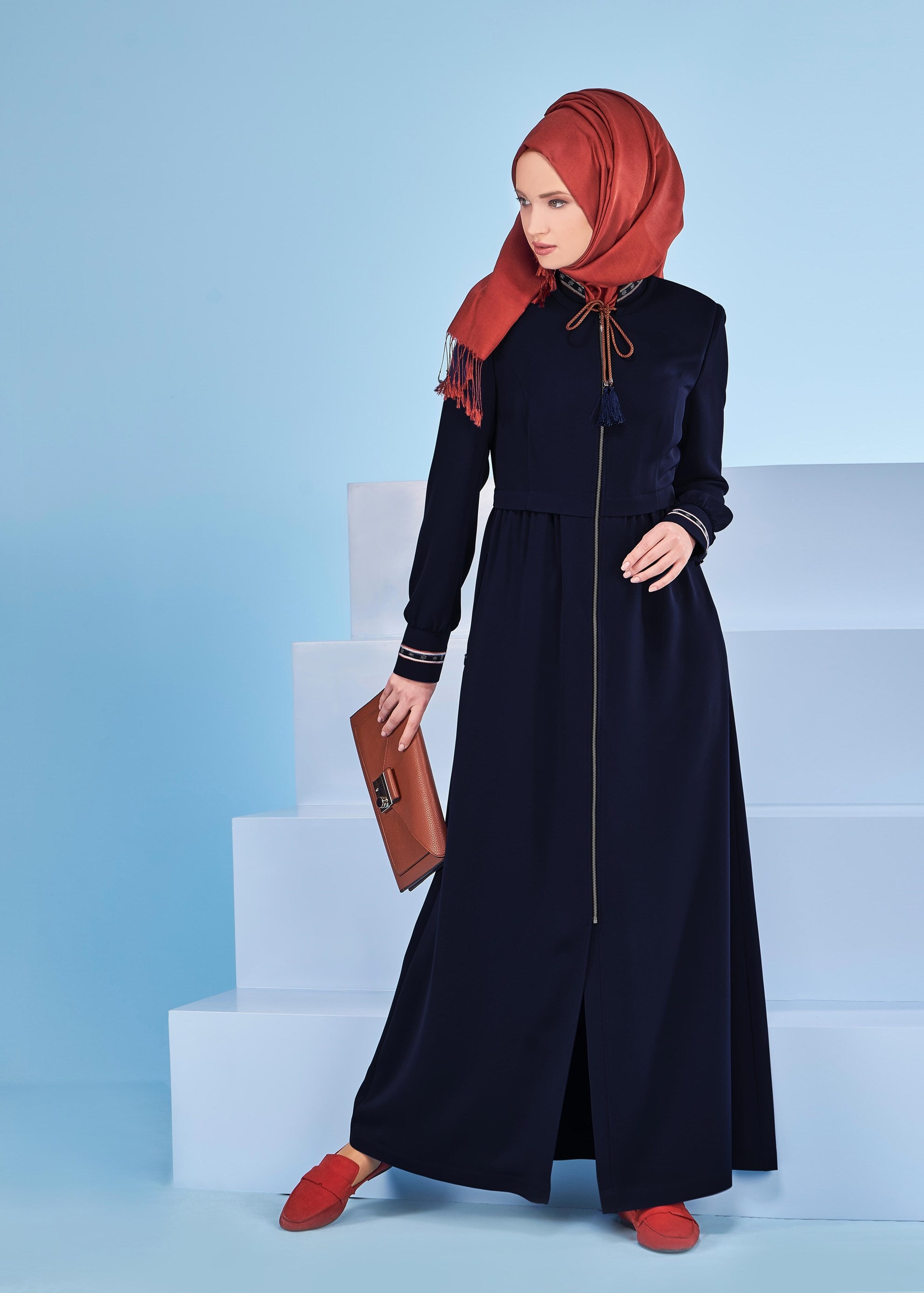 Tesettür giyim LACİVERT 1001 KİWON PARDESÜ 38/44 TEK40