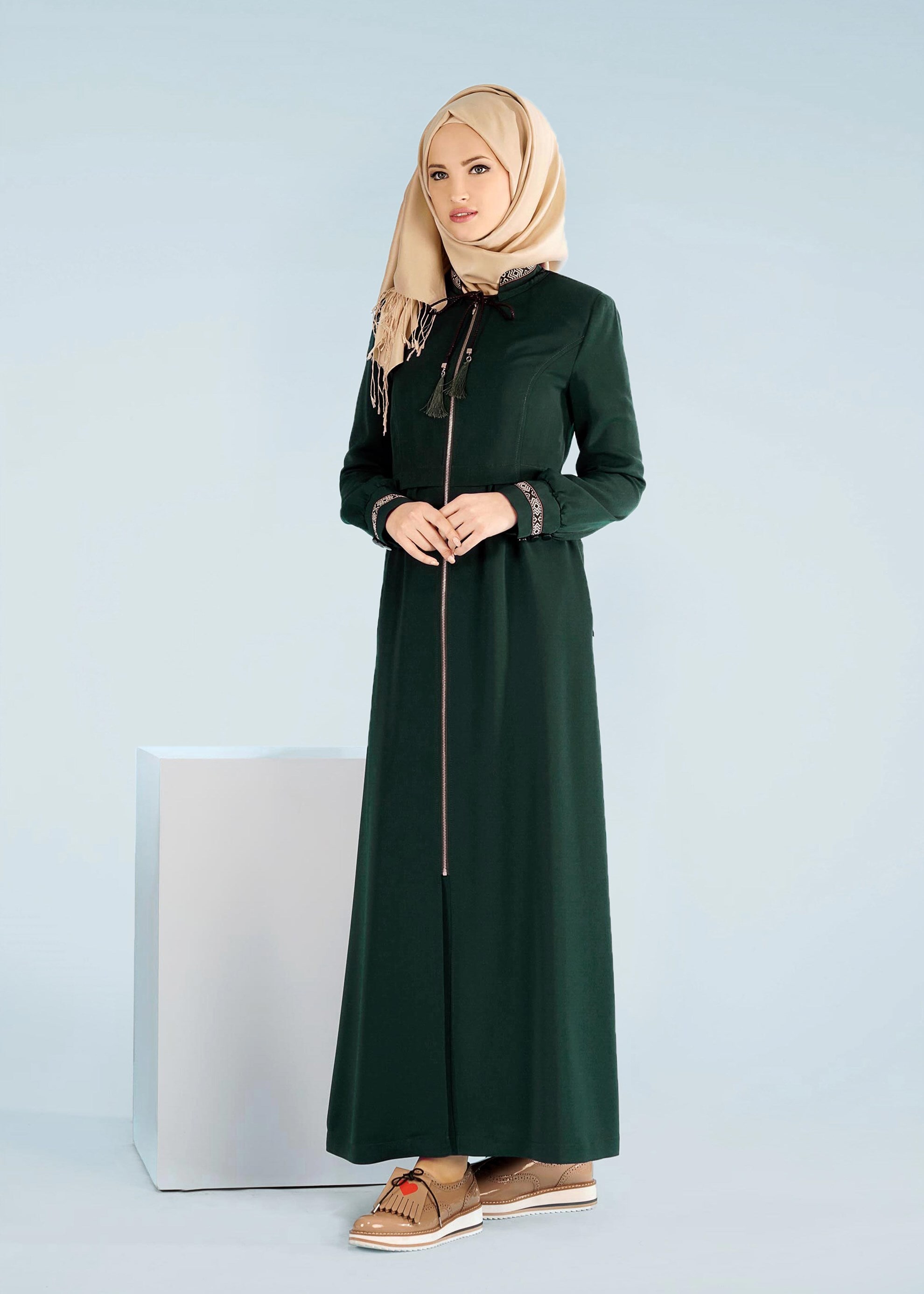 Tesettür giyim YEŞİL 1001 KİWON PARDESÜ 38/44 TEK40