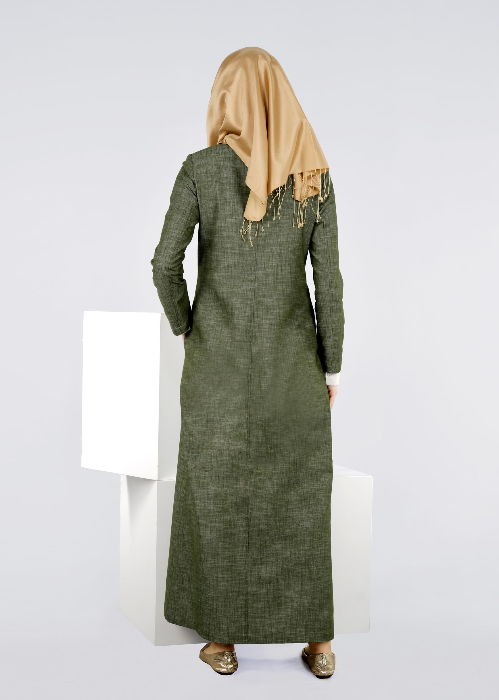 Tesettür giyim HAKİ 1003 17631 PARDESÜ 40/48 TEK38