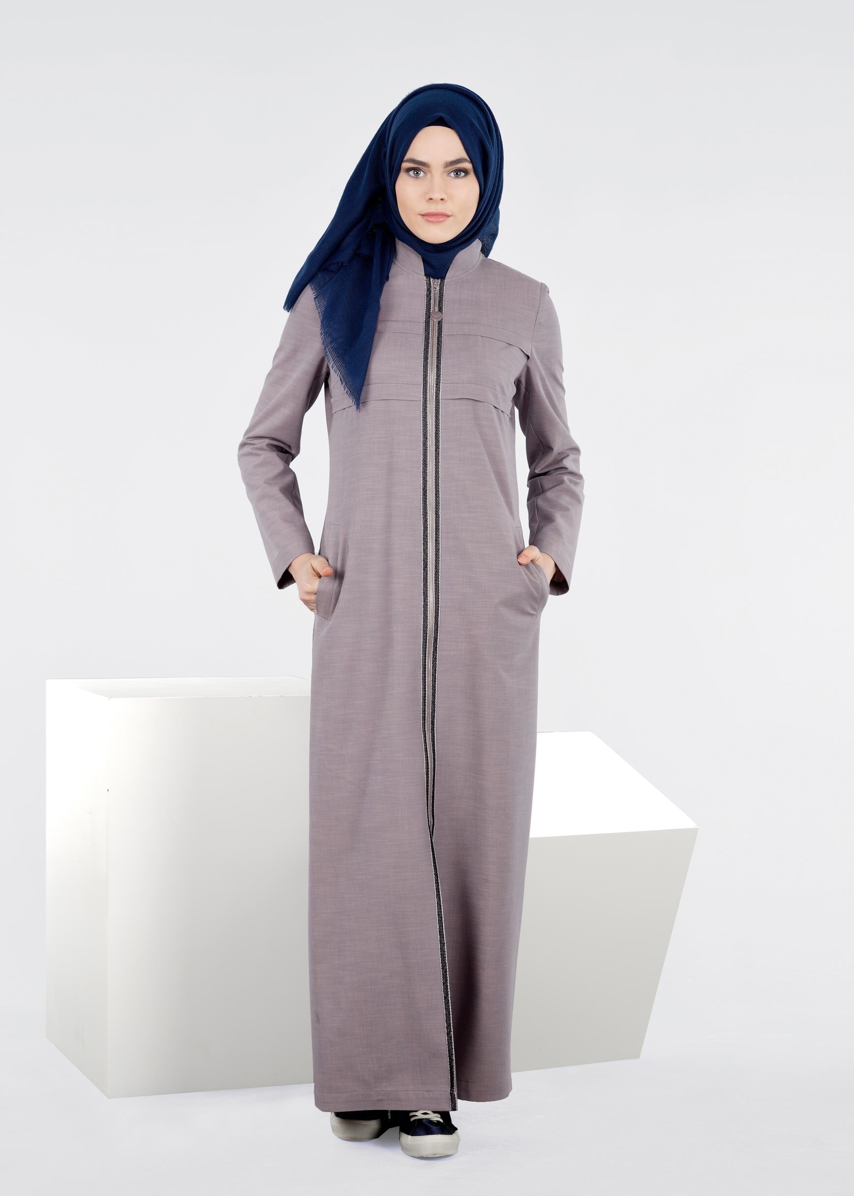 Tesettür giyim GRİ 1003 17631 PARDESÜ 40/48 TEK38