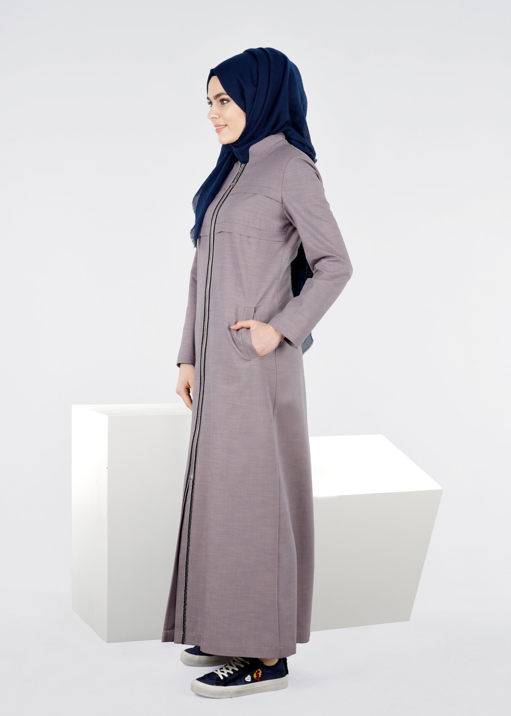 Tesettür giyim GRİ 1003 17631 PARDESÜ 40/48 TEK38