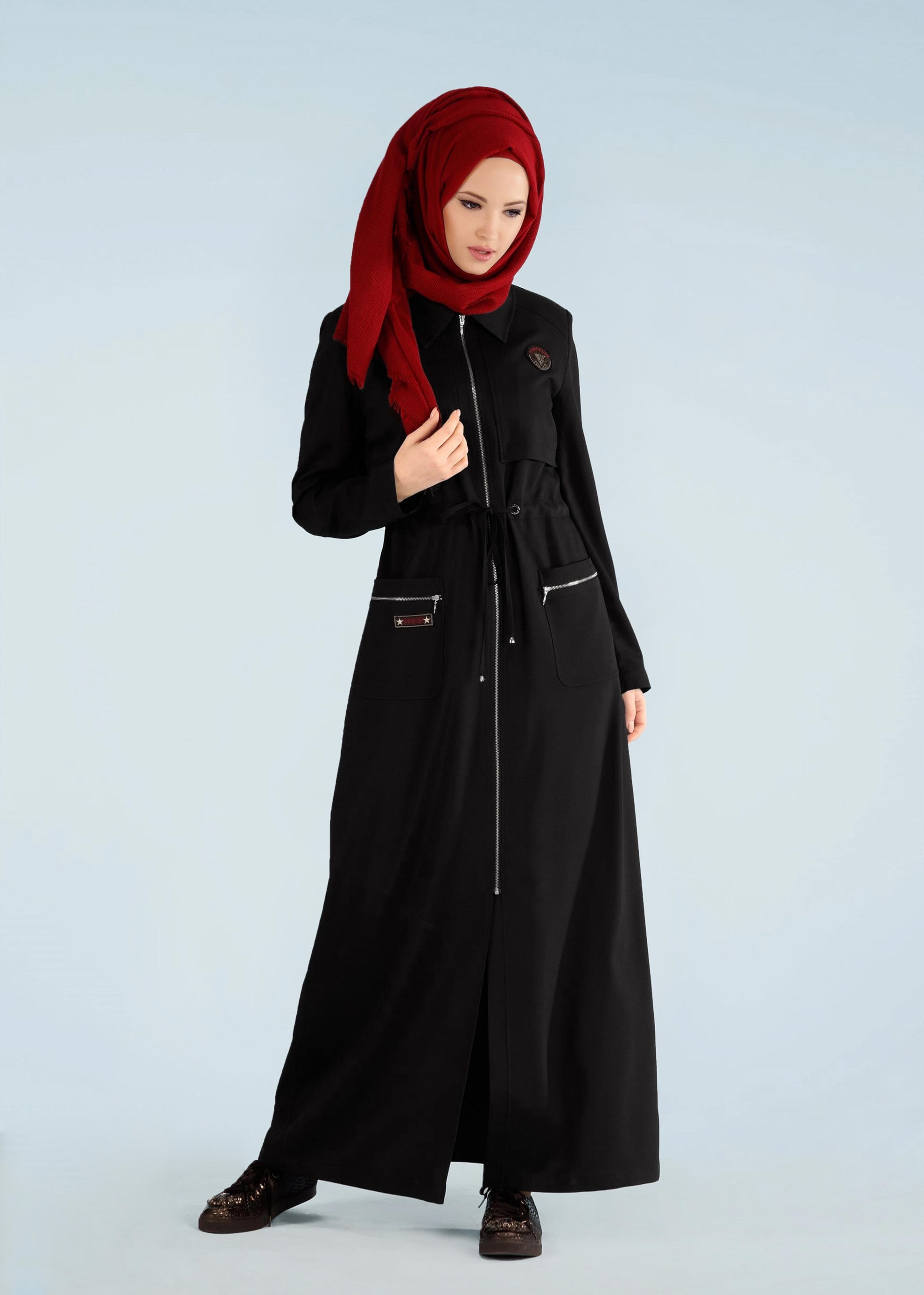 Tesettür giyim SİYAH 1005 STİL 8563 PARDESÜ 38/46 TEK40