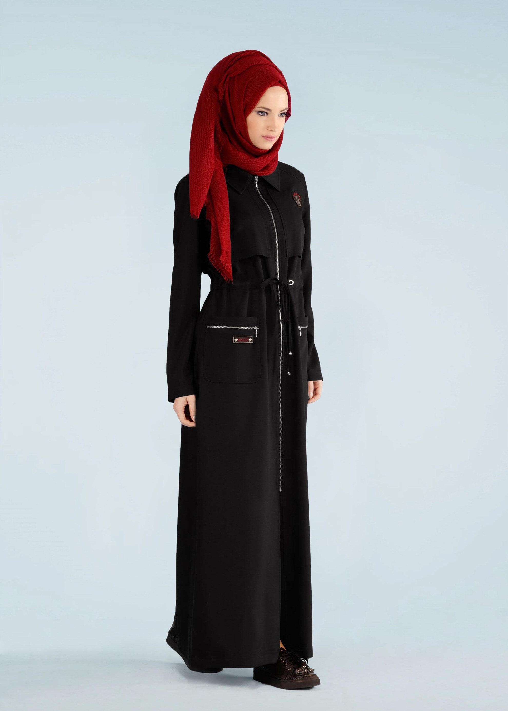 Tesettür giyim SİYAH 1005 STİL 8563 PARDESÜ 38/46 TEK40