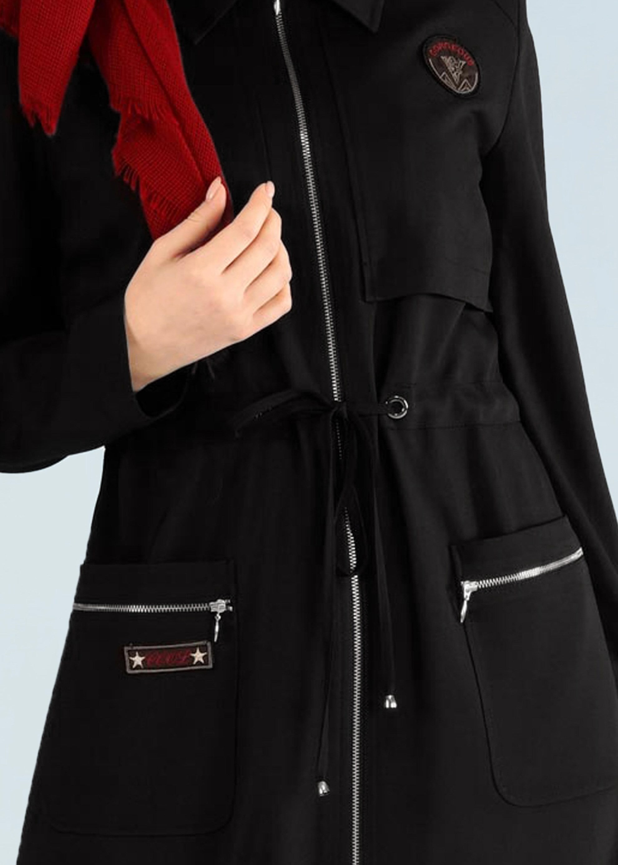 Tesettür giyim SİYAH 1005 STİL 8563 PARDESÜ 38/46 TEK40