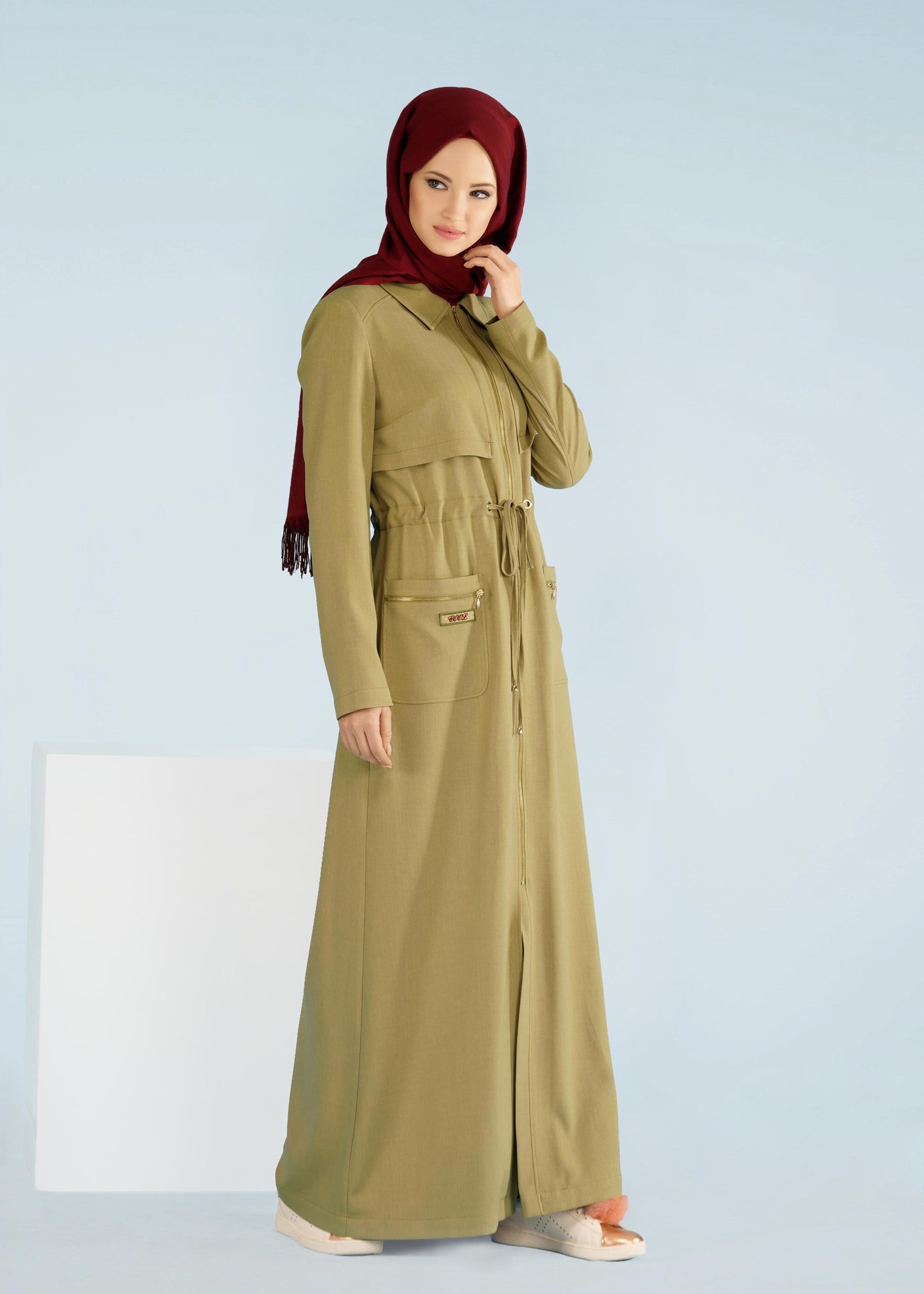 Tesettür giyim YEŞİL 1005 STİL 8563 PARDESÜ 38/46 TEK40