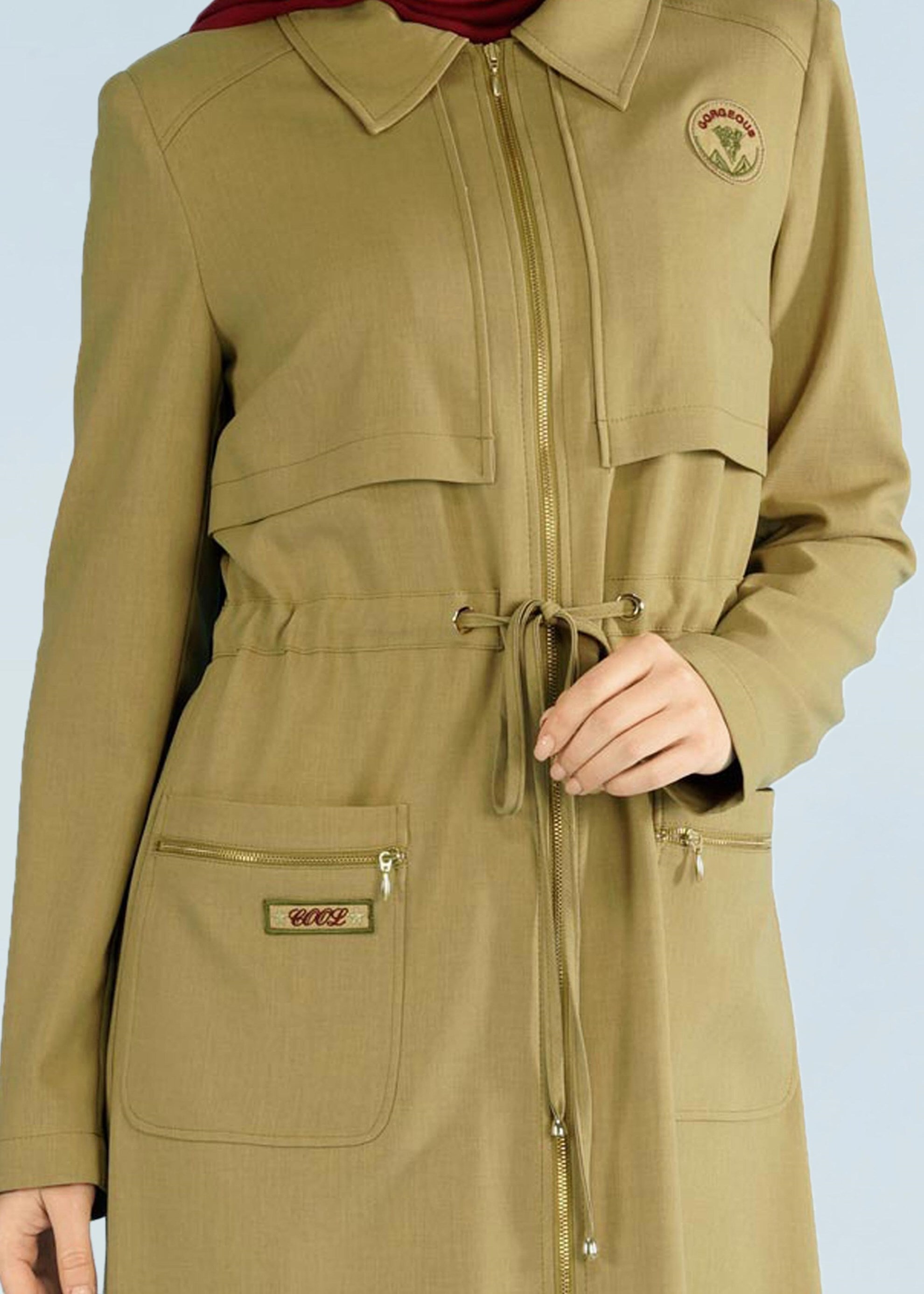 Tesettür giyim YEŞİL 1005 STİL 8563 PARDESÜ 38/46 TEK40