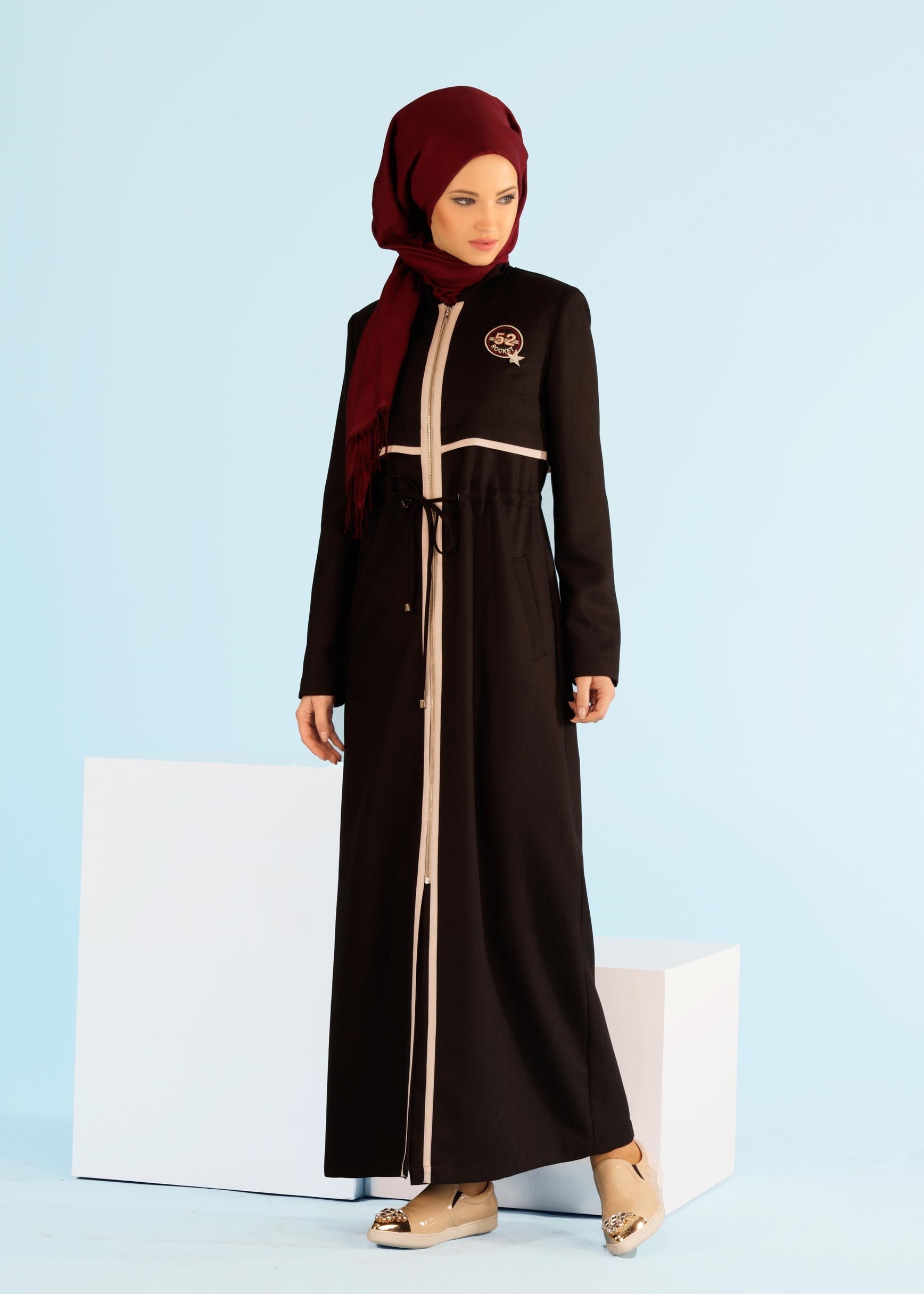 Tesettür giyim SİYAH 1006 TRİESTE PARDESÜ 40/48 TEK40-38