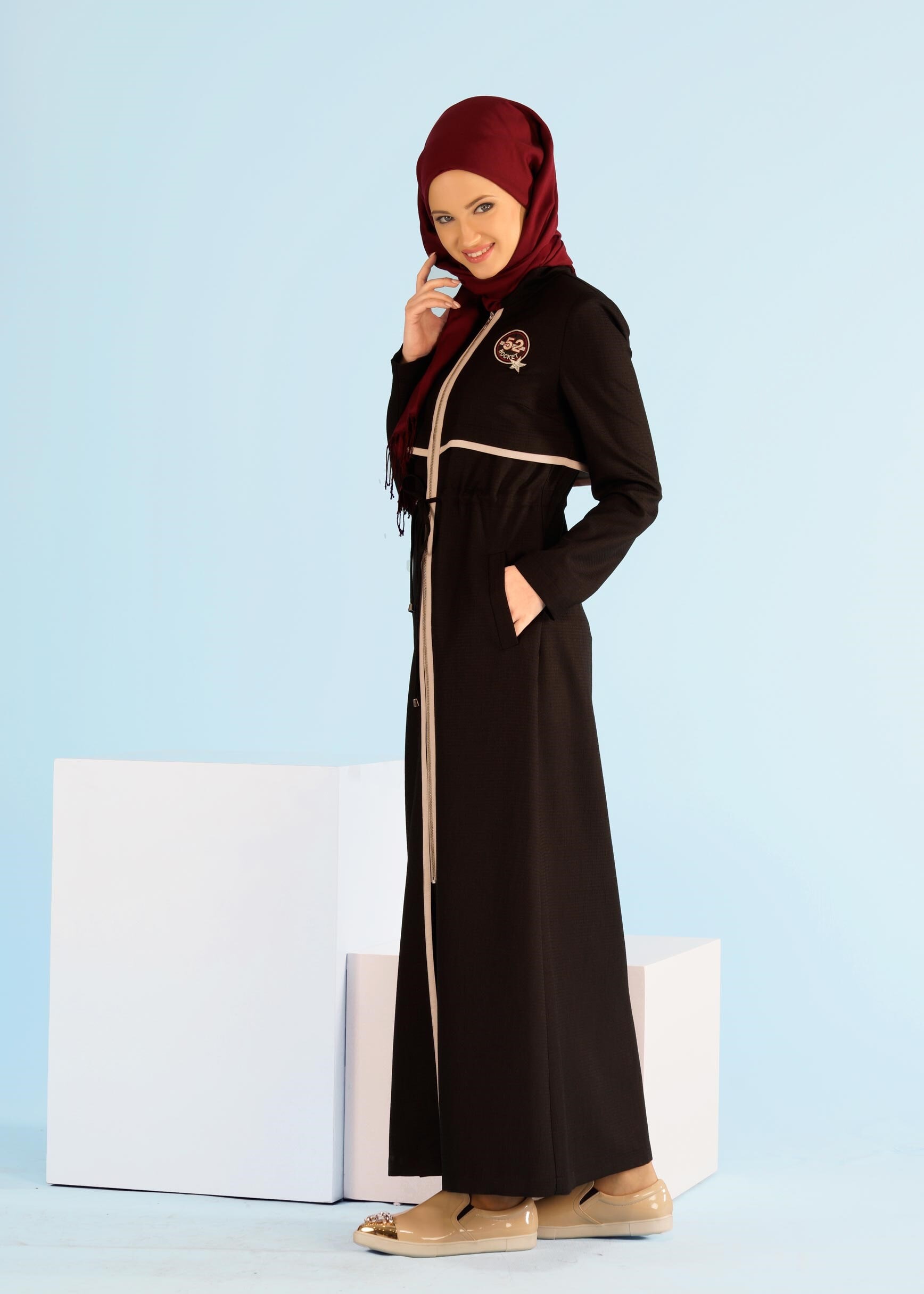 Tesettür giyim SİYAH 1006 TRİESTE PARDESÜ 40/48 TEK40-38