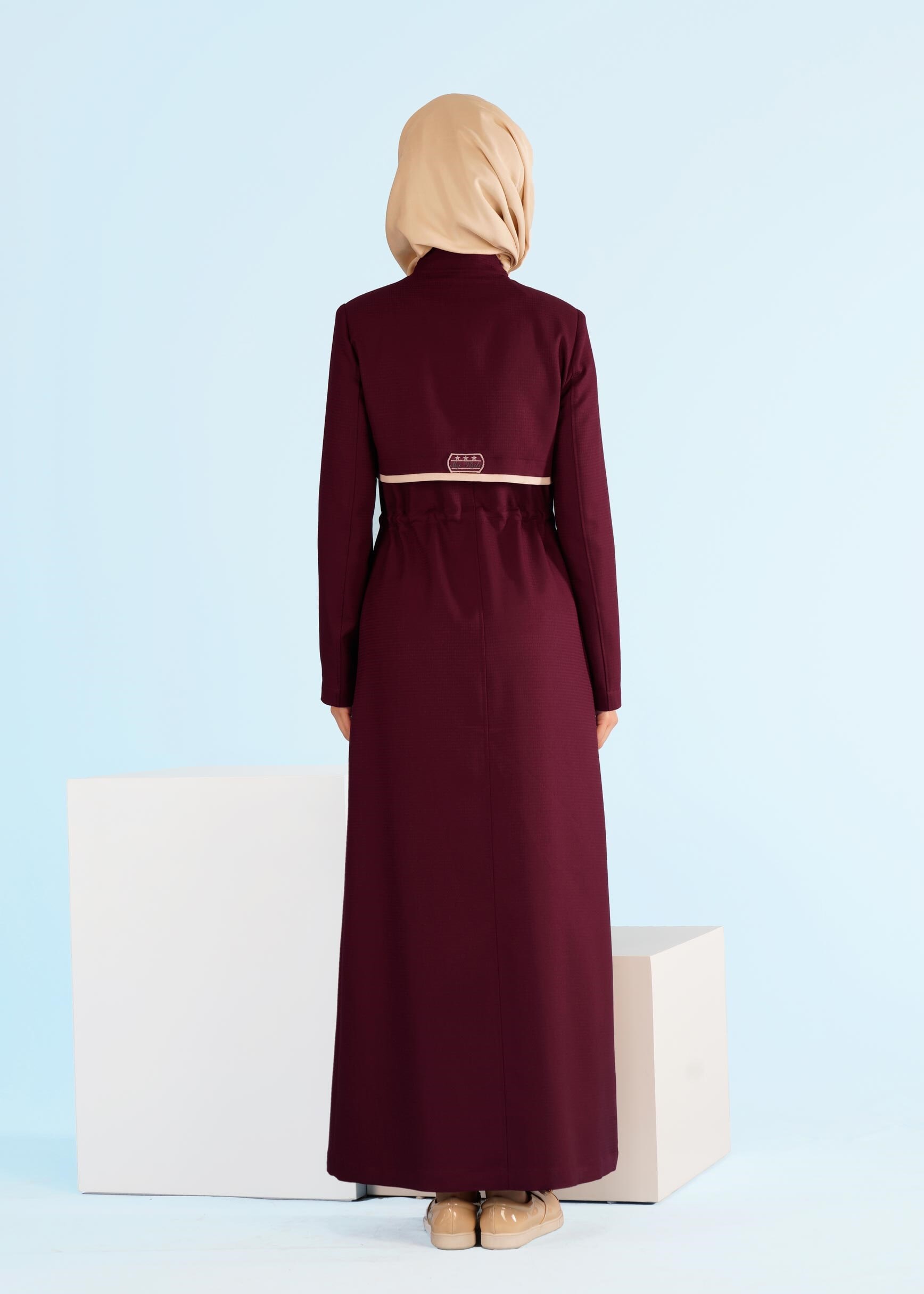 Tesettür giyim BORDO 1006 TRİESTE PARDESÜ 40/48 TEK40-38
