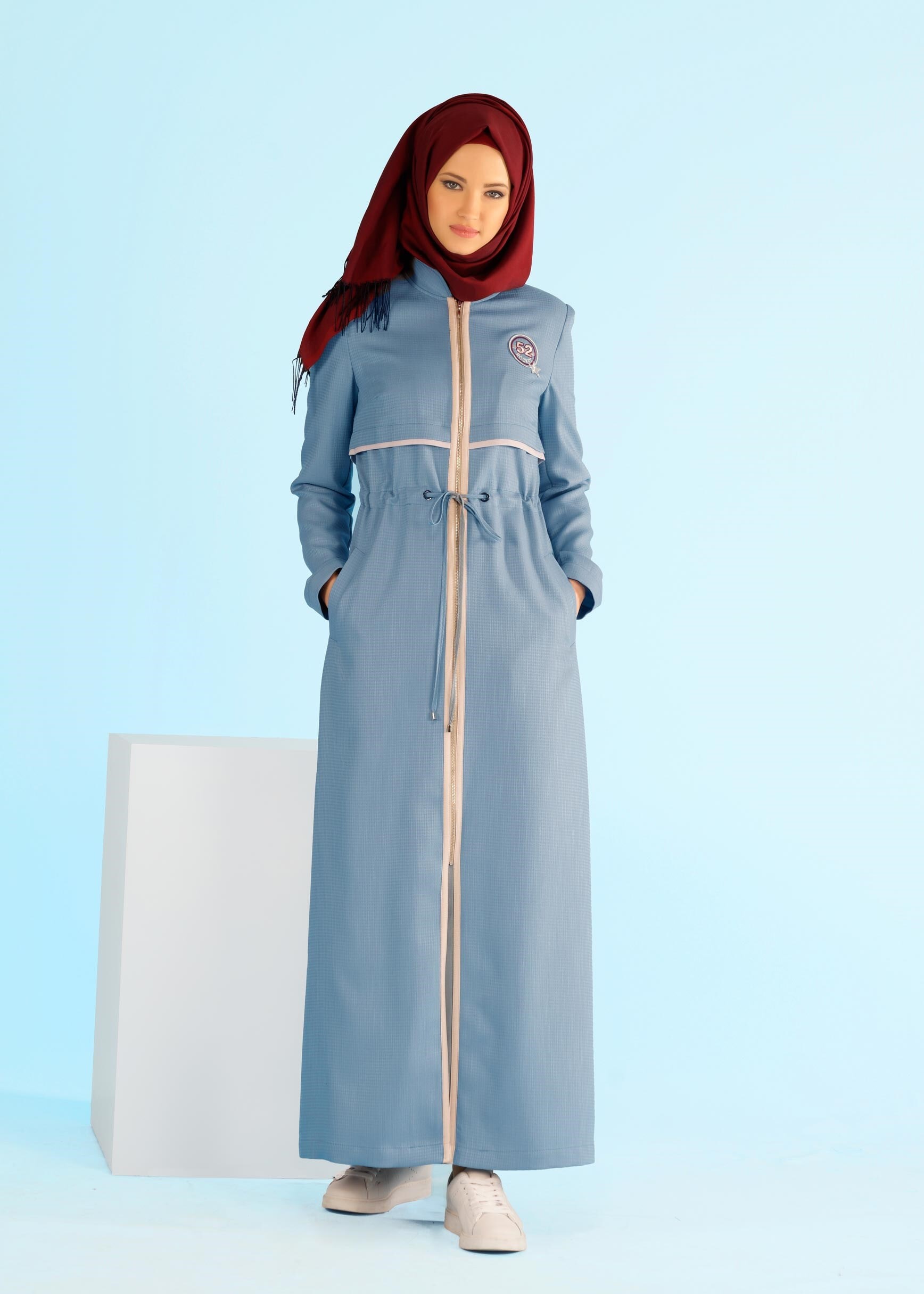 Tesettür giyim MAVİ 1006 TRİESTE PARDESÜ 40/48 TEK40-38