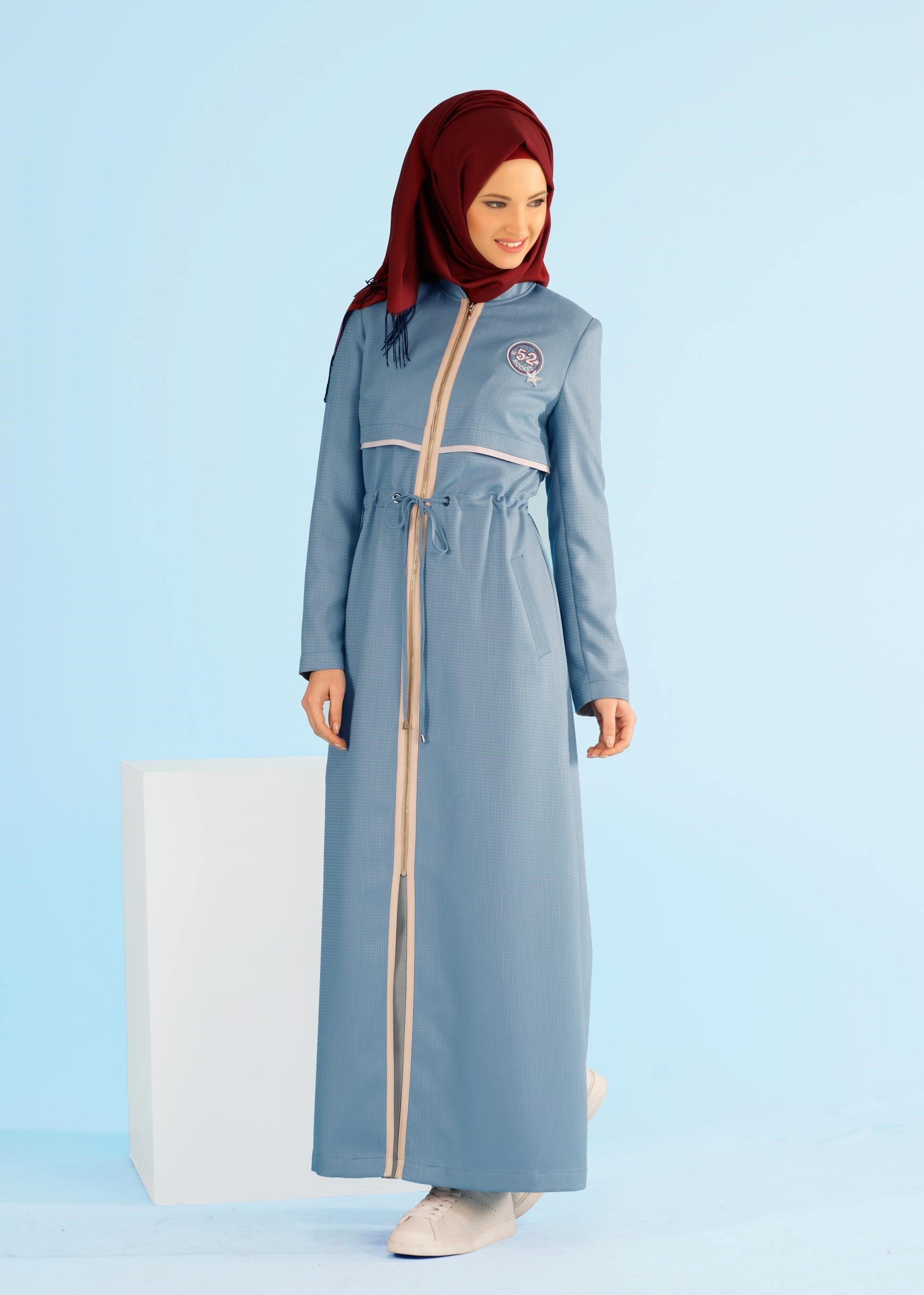 Tesettür giyim MAVİ 1006 TRİESTE PARDESÜ 40/48 TEK40-38