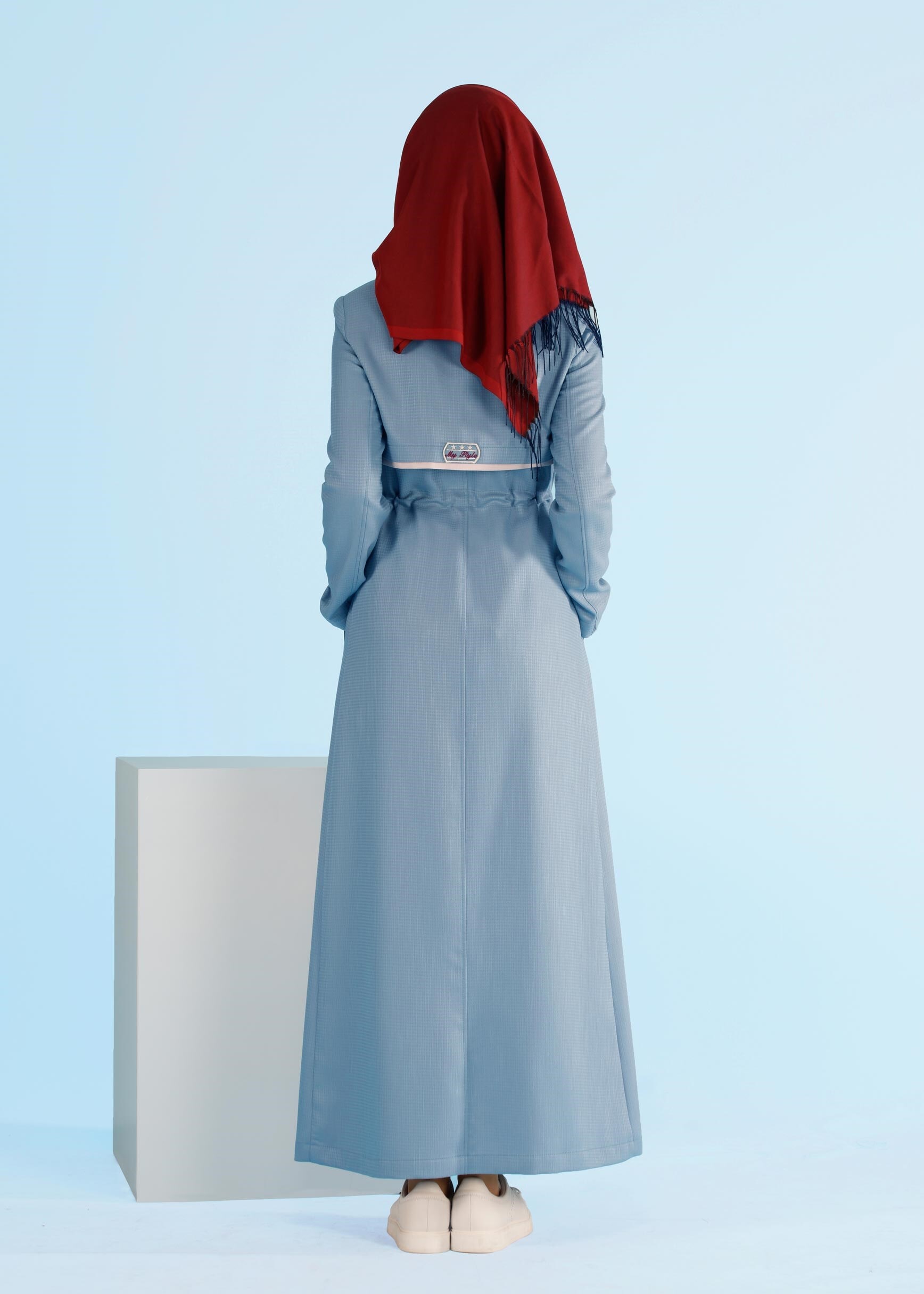 Tesettür giyim MAVİ 1006 TRİESTE PARDESÜ 40/48 TEK40-38