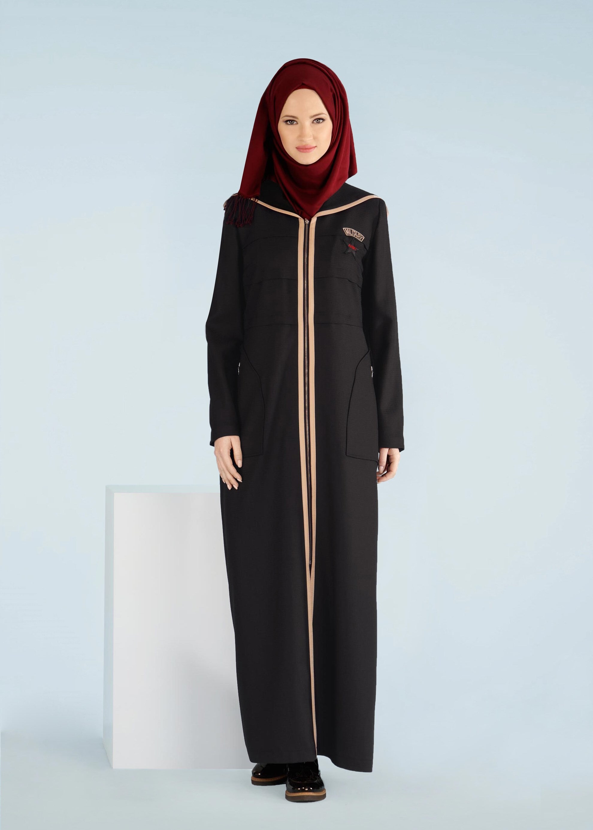 Tesettür giyim SİYAH 1010 TRİESTE PARDESÜ 38/46 TEK42