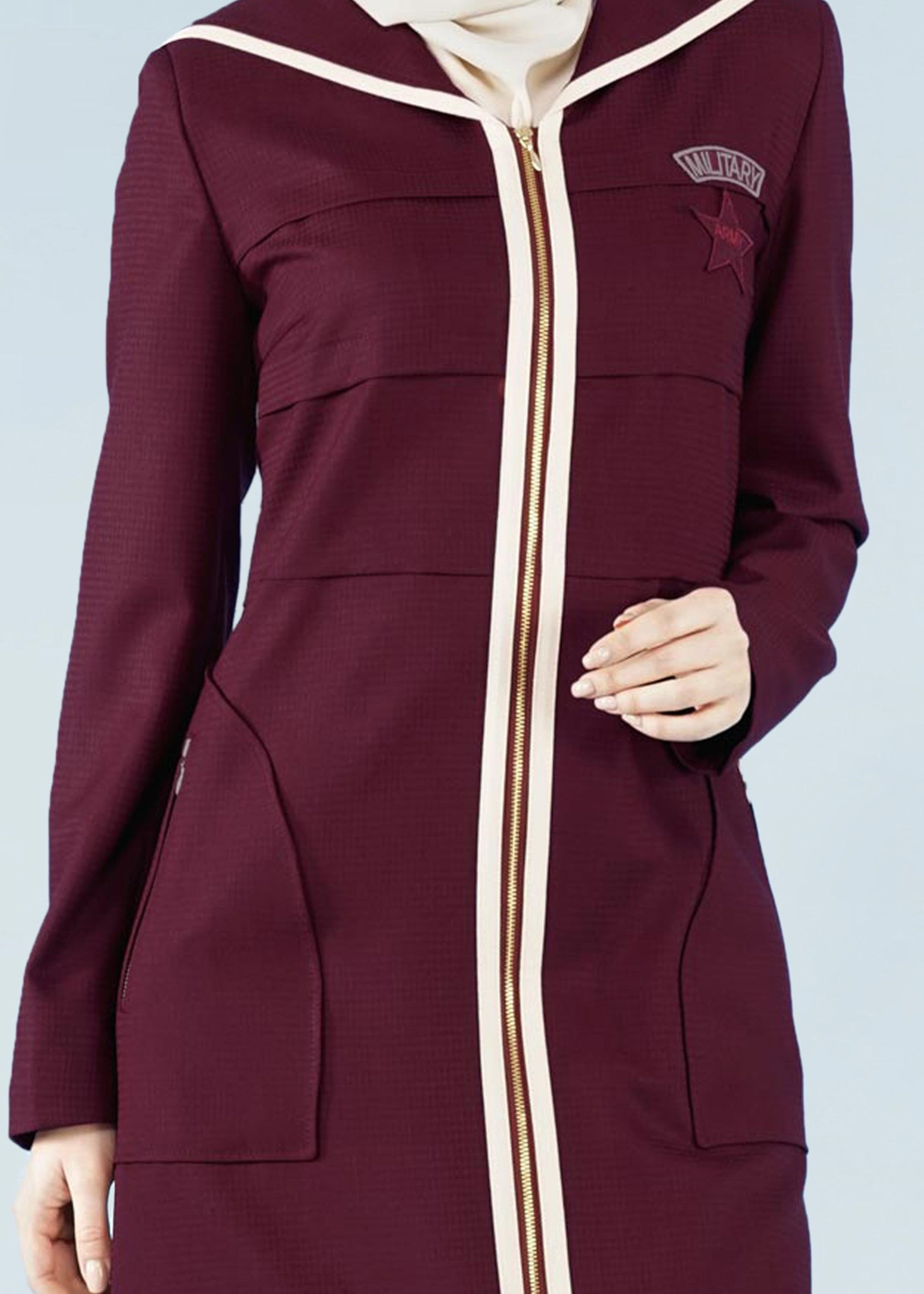 Tesettür giyim BORDO 1010 TRİESTE PARDESÜ 38/46 TEK42