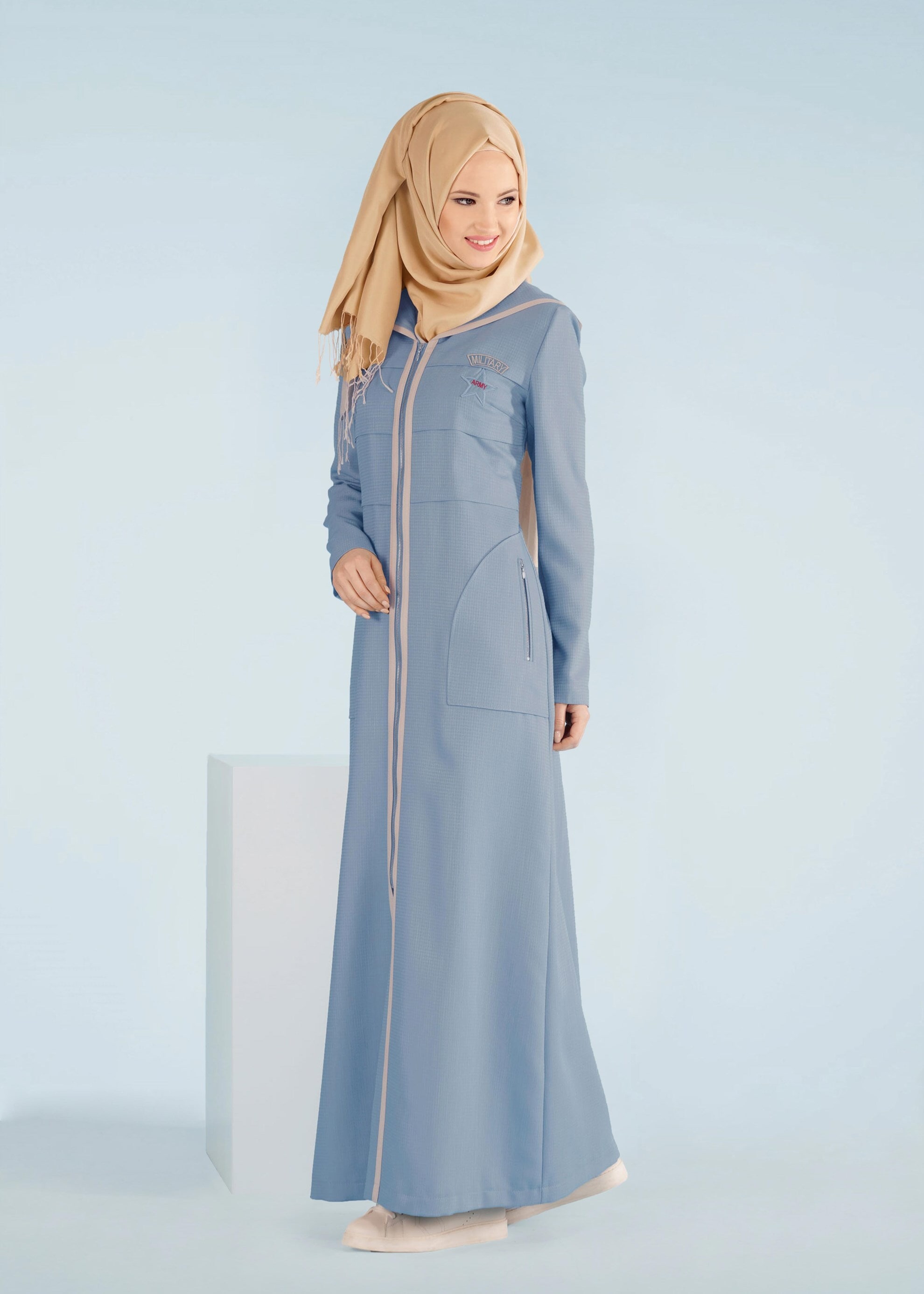 Tesettür giyim MAVİ 1010 TRİESTE PARDESÜ 38/46 TEK42