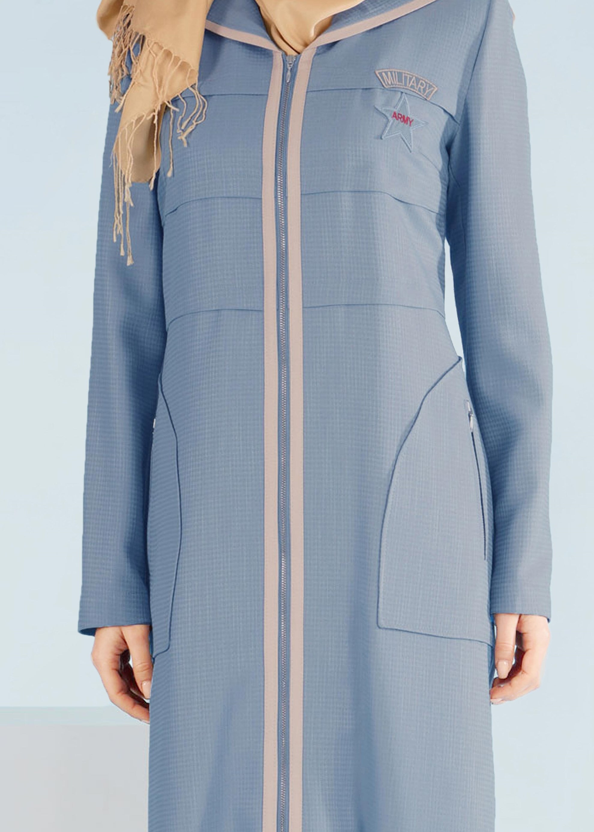 Tesettür giyim MAVİ 1010 TRİESTE PARDESÜ 38/46 TEK42