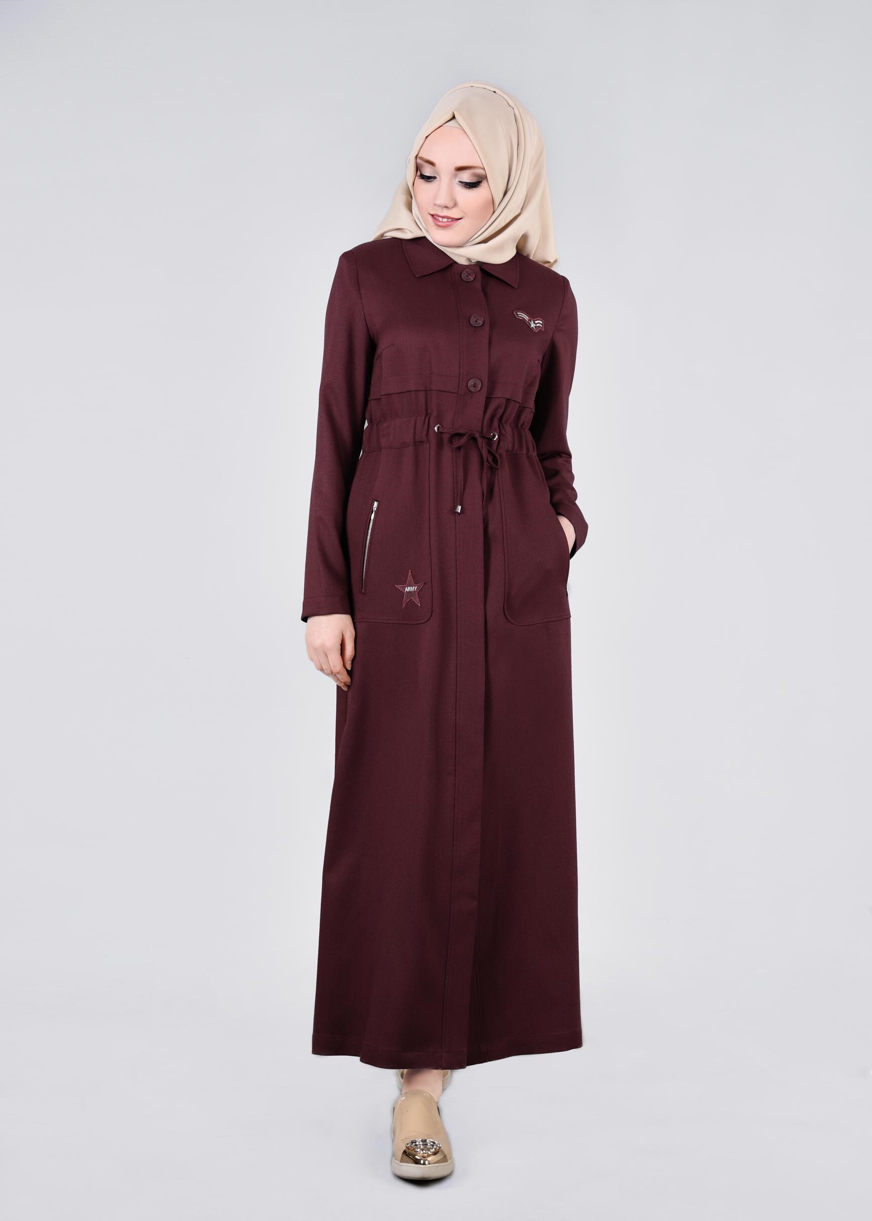 Tesettür giyim BORDO 1011 TAYLOR PARDESÜ 38/46 TEK40