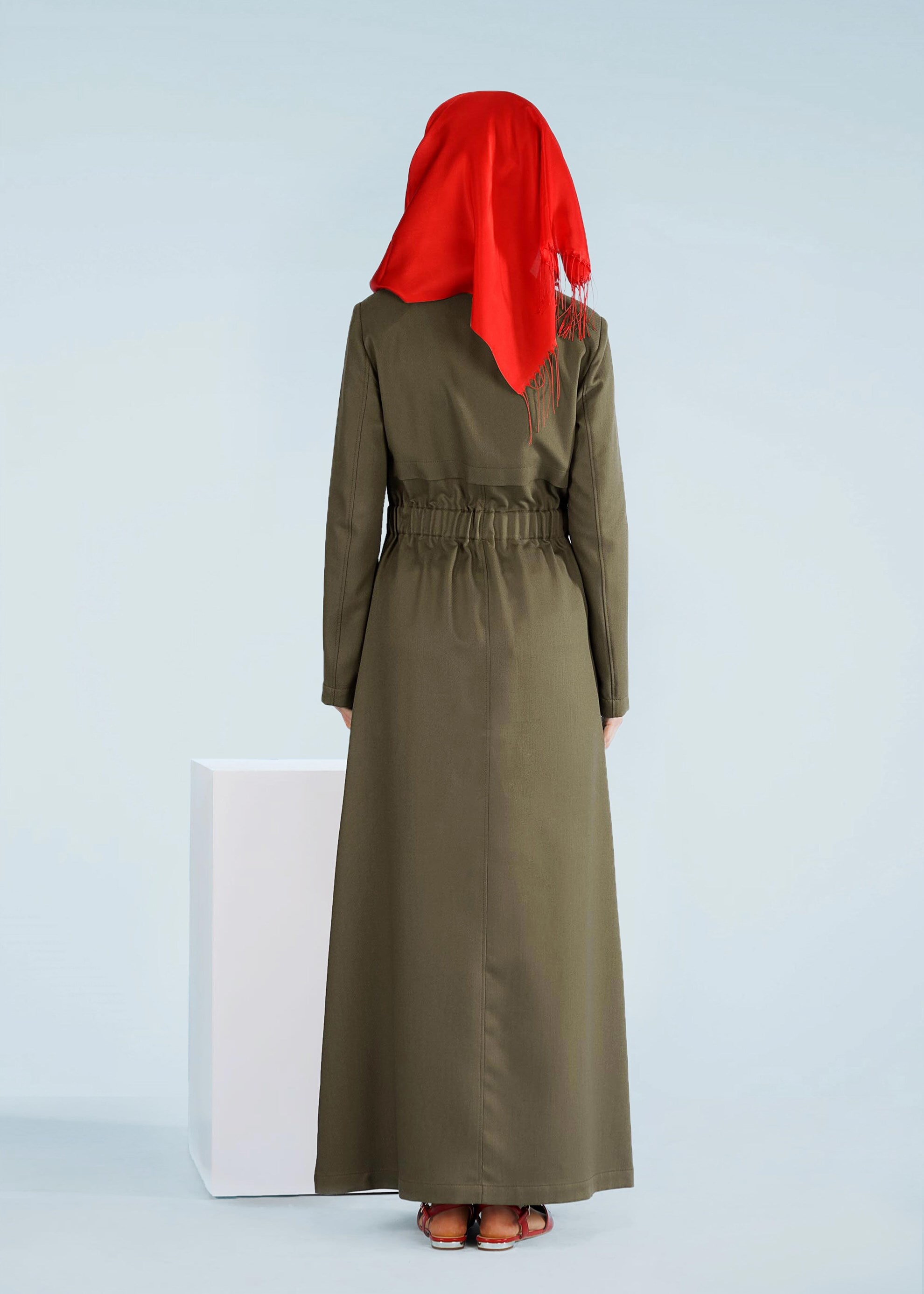 Tesettür giyim HAKİ 1011 TAYLOR PARDESÜ 38/46 TEK40