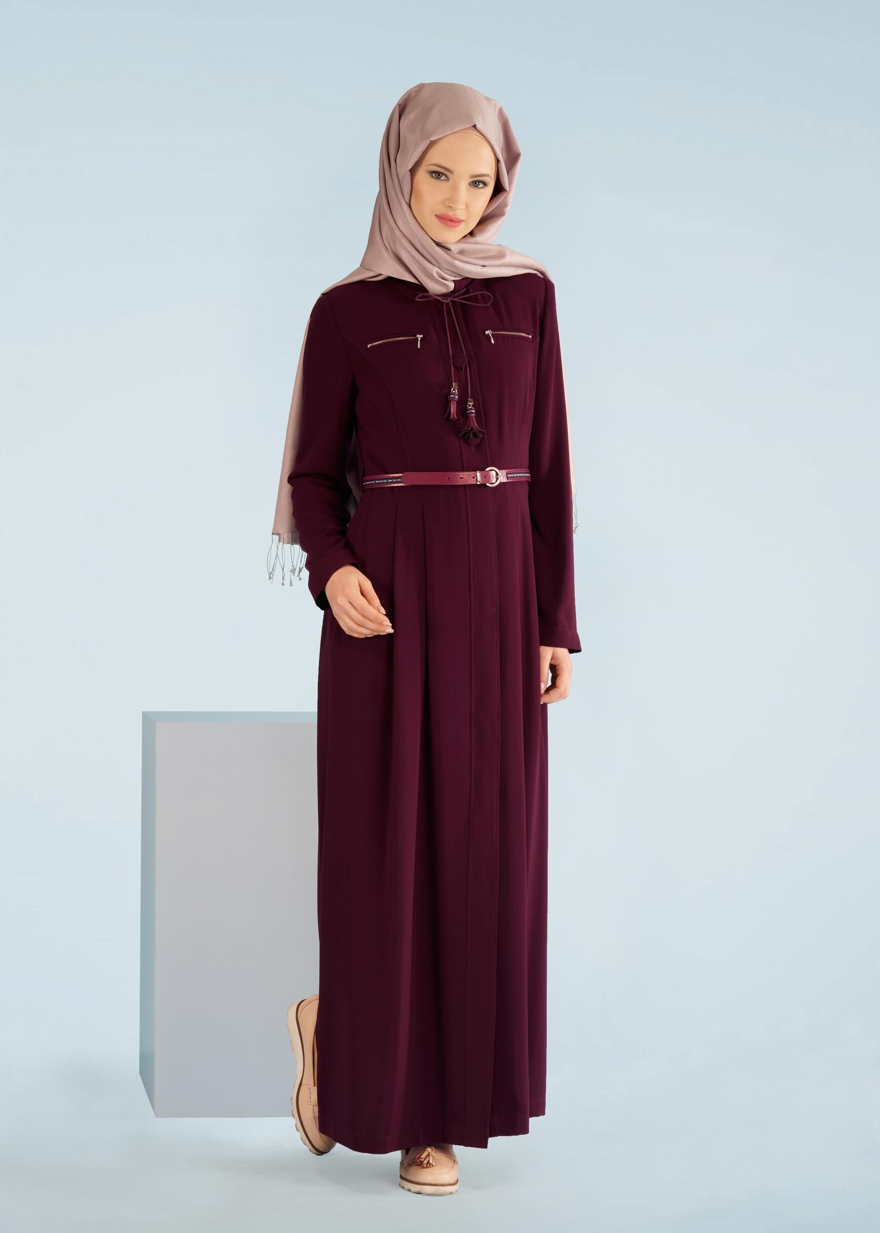 Tesettür giyim BORDO 1012 VİRONA PARDESÜ 38/46 TEK42