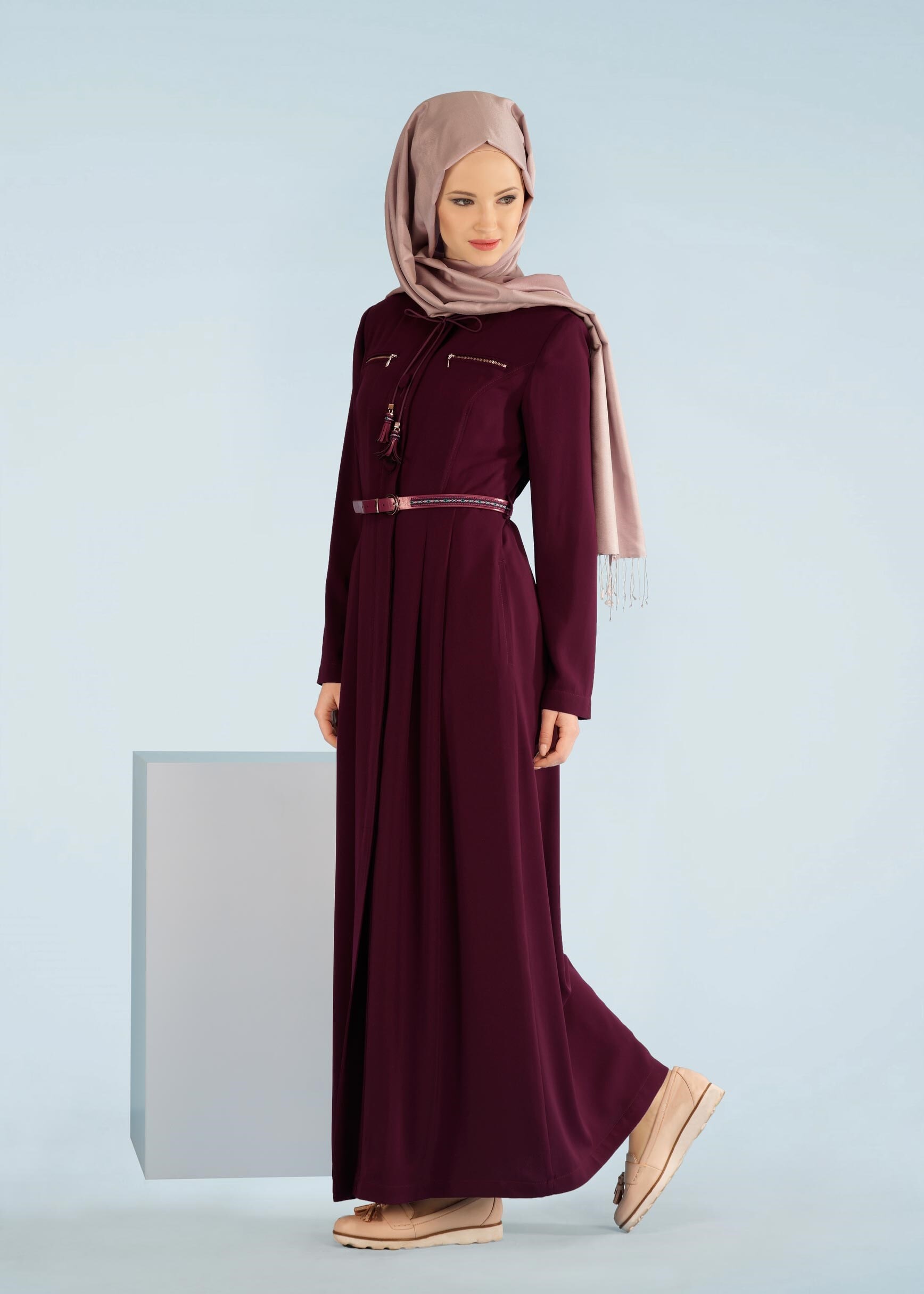 Tesettür giyim BORDO 1012 VİRONA PARDESÜ 38/46 TEK42