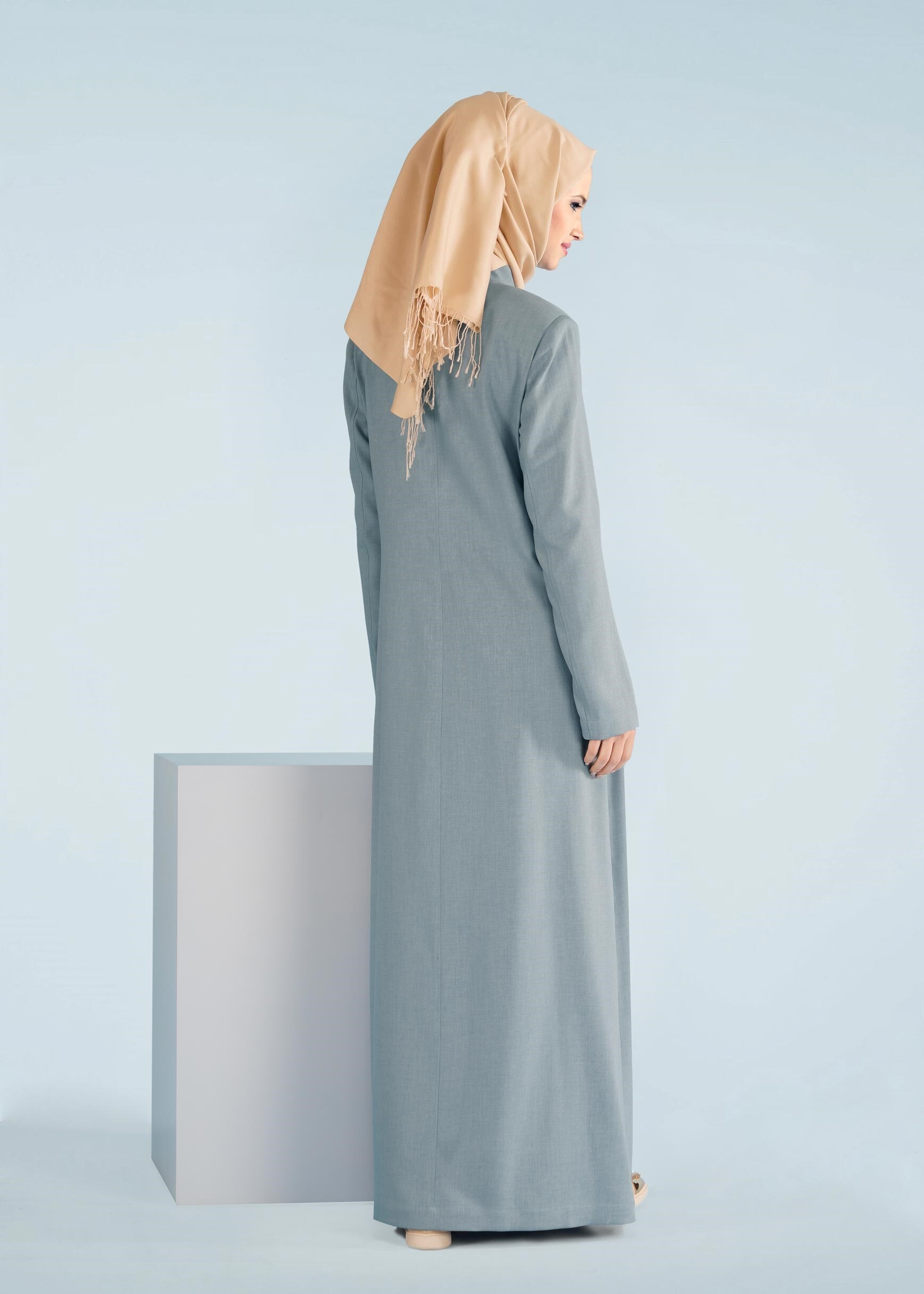 Tesettür giyim MAVİ 1015 STİL 8563 TESETTÜR PARDESÜ 40/48 TEK38