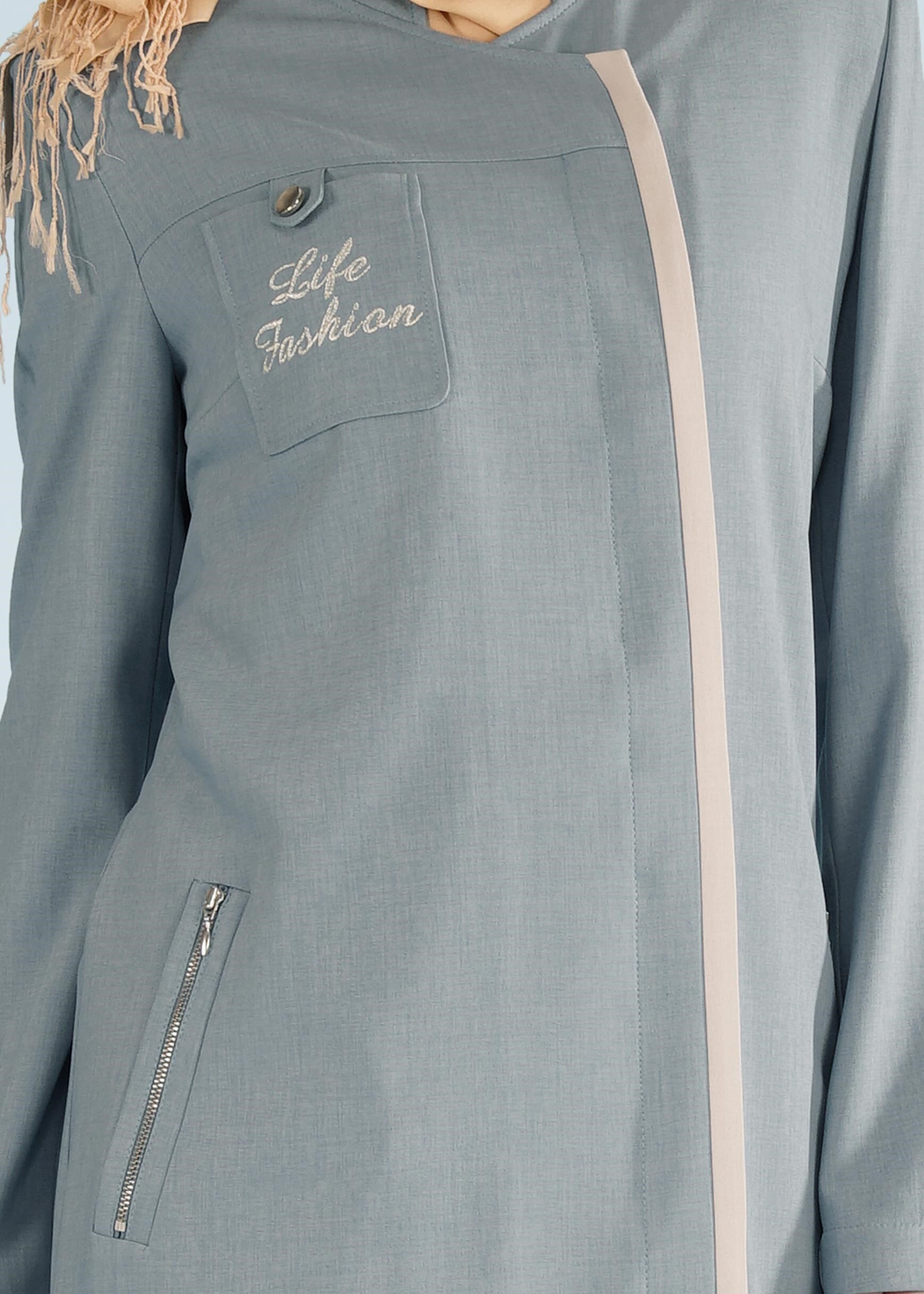 Tesettür giyim MAVİ 1015 STİL 8563 TESETTÜR PARDESÜ 40/48 TEK38