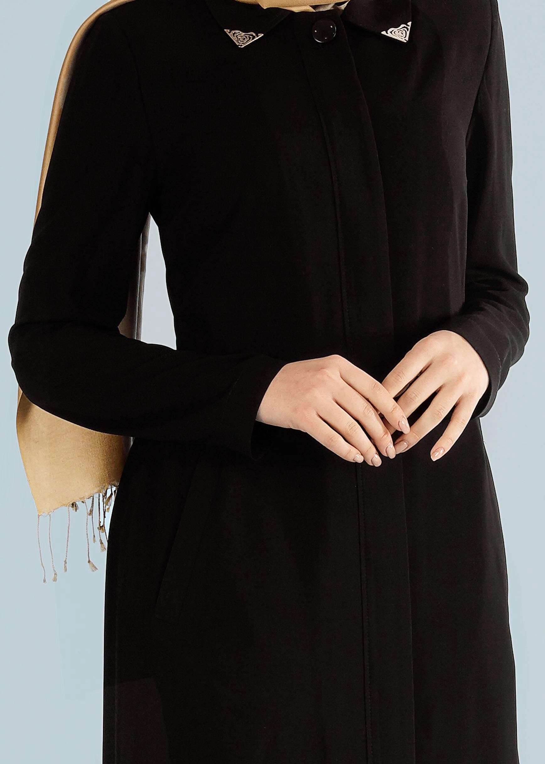 Tesettür giyim SİYAH 1023 GİNO PARDESÜ 38/46 TEK40-42