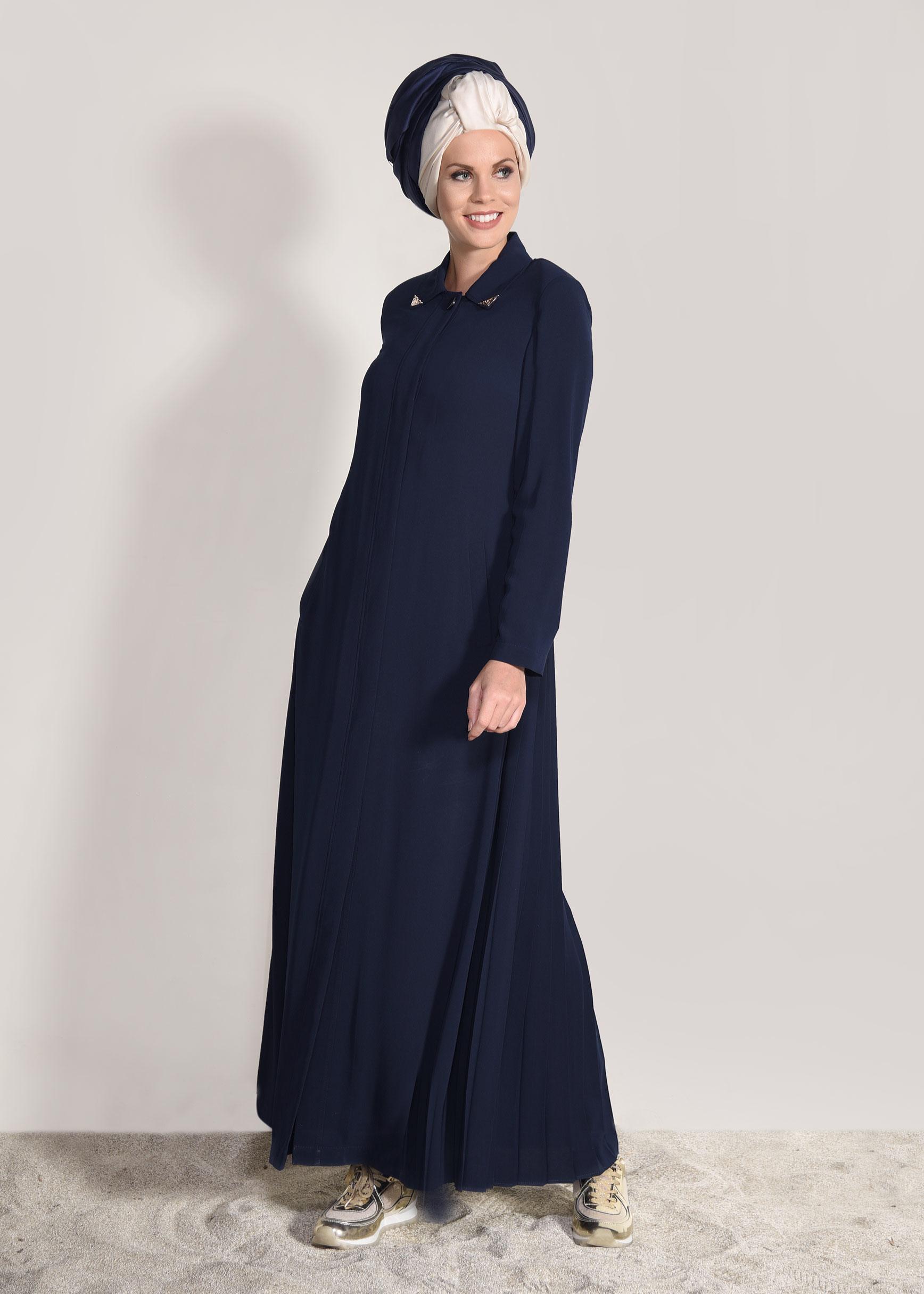 Tesettür giyim LACİVERT 1023 GİNO PARDESÜ 38/46 TEK40-42
