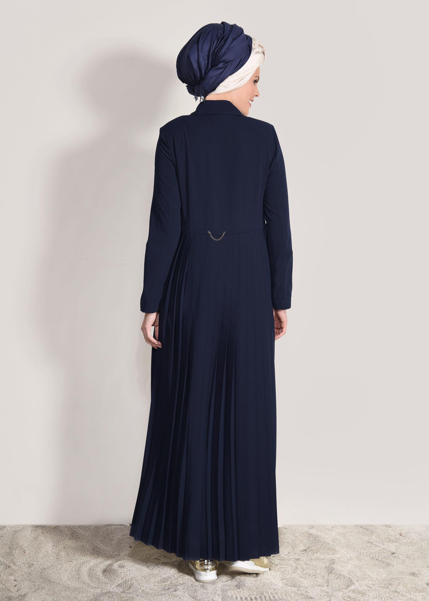Tesettür giyim LACİVERT 1023 GİNO PARDESÜ 38/46 TEK40-42