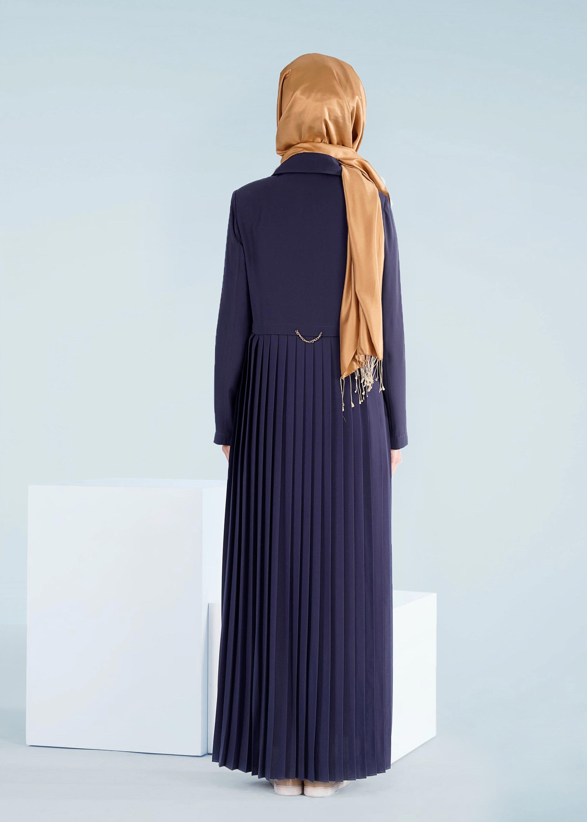 Tesettür giyim LACİVERT 1023 GİNO PARDESÜ 38/46 TEK40-42