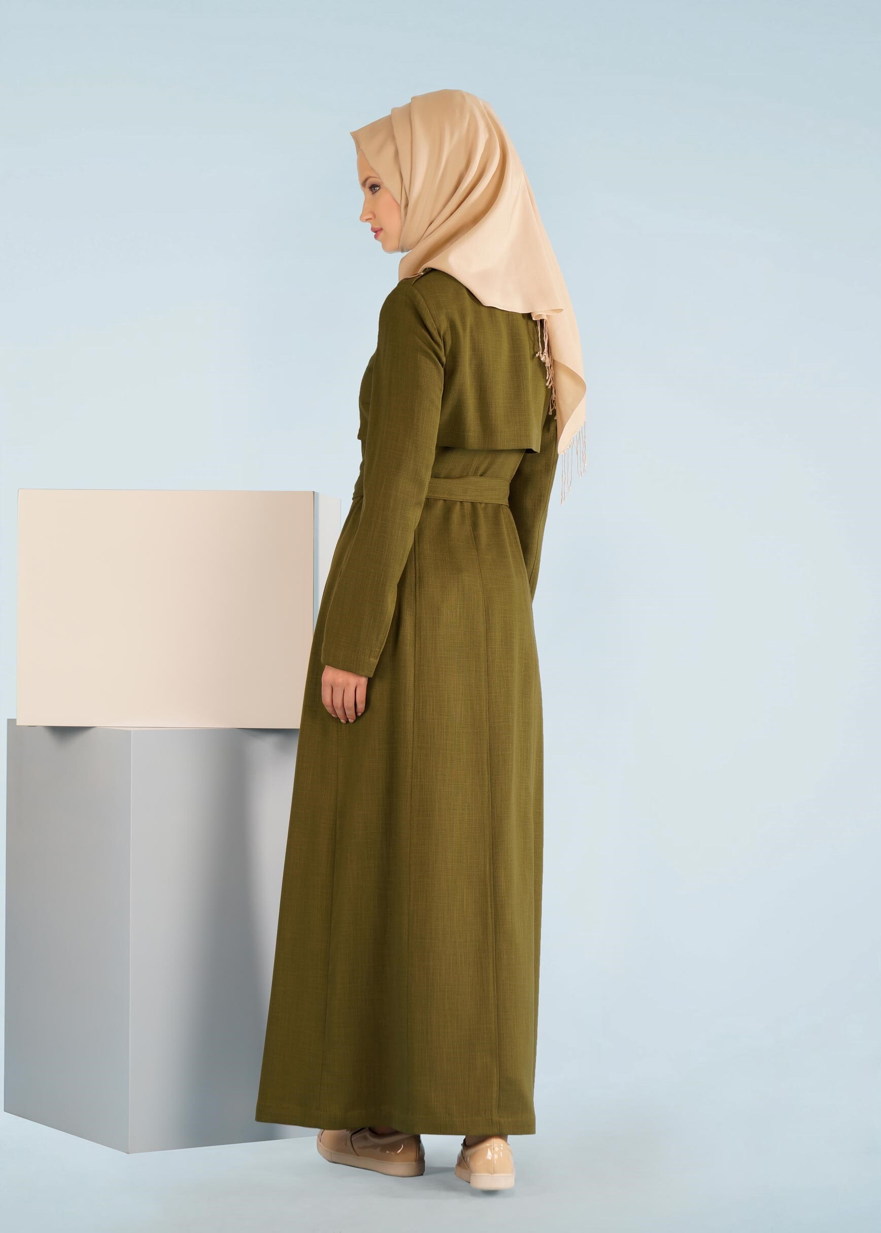 Tesettür giyim HAKİ 1024 SHOGUN PARDESÜ 40/46 TEK38