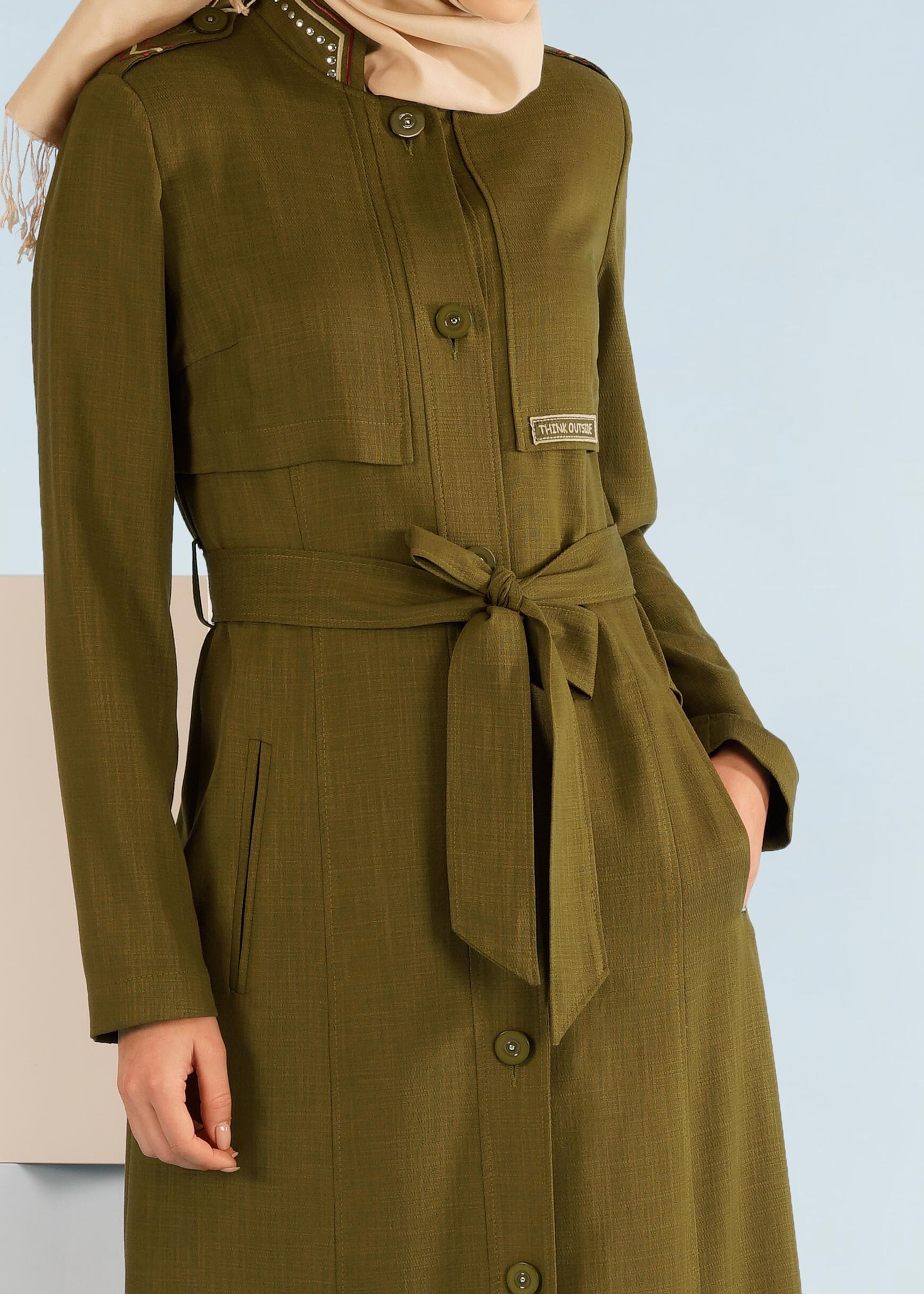 Tesettür giyim HAKİ 1024 SHOGUN PARDESÜ 40/46 TEK38